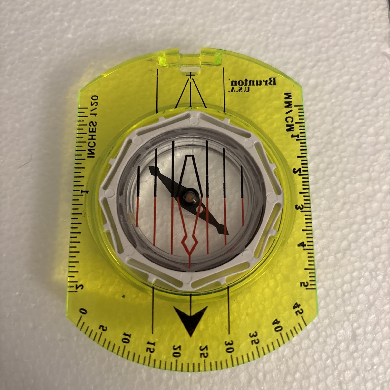 Brunton USA 9020G Beginner Compass EUC Yellow Green Backing