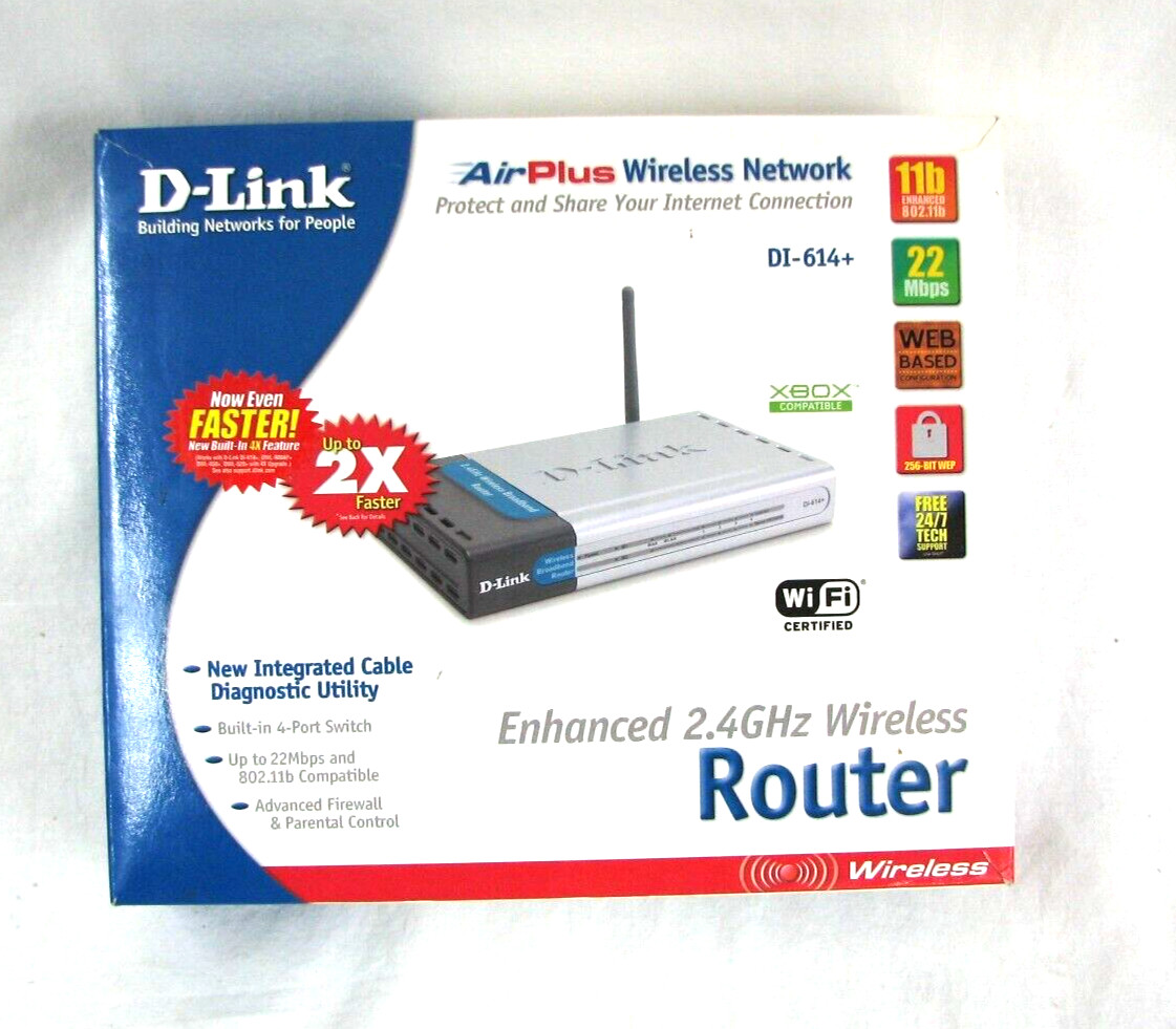 D-Link DI-614+ Air Plus Wireless Network - Enhanced 2.4GHz Wireless Router