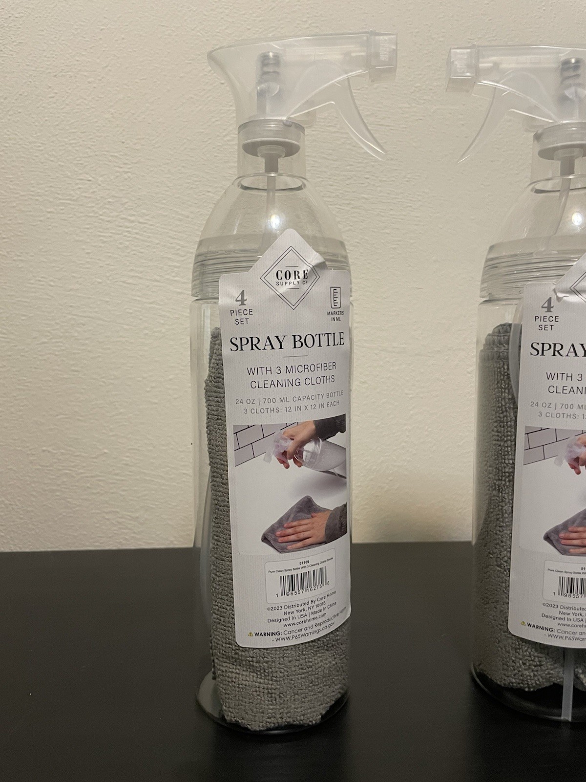 2 Pc Spray Bottle + Microfiber Cleaning Cloth Set