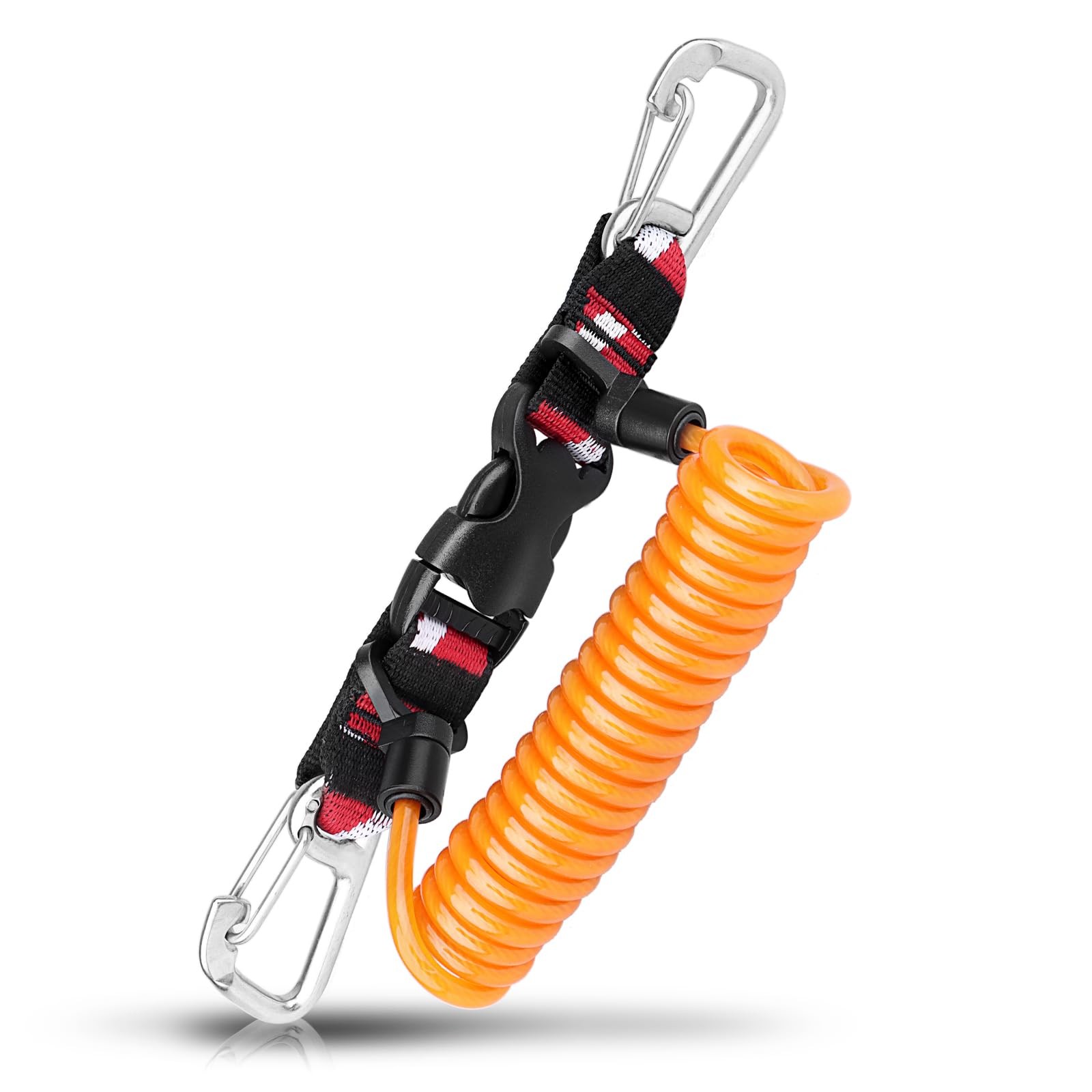 Scuba Retractable Lanyard, 316 Stainless Steel Double-Clips and Spiral Core A...
