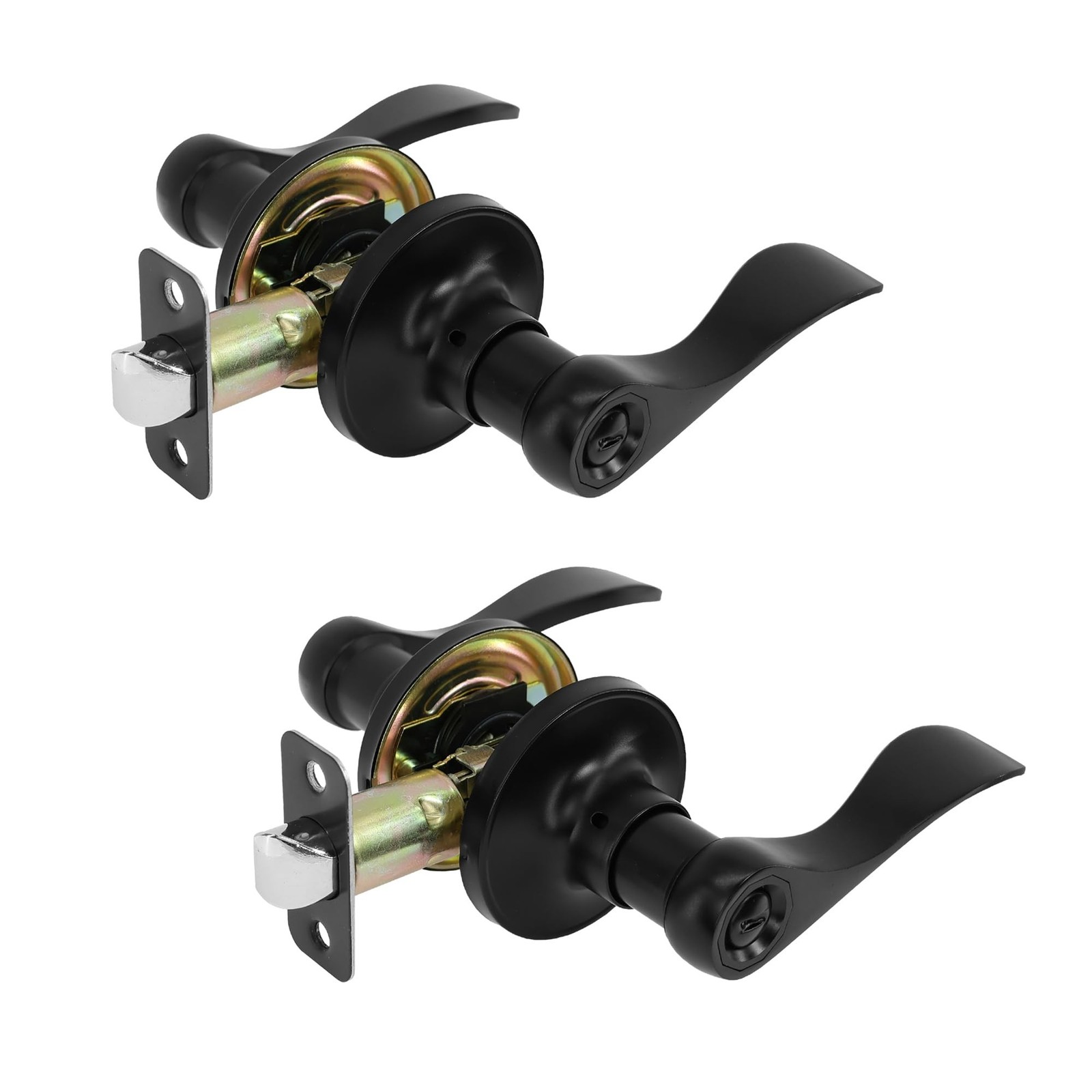 Privacy Door Lever Heavy Duty, 2 Pack Matte Black Left/Right Door Handles Rev...