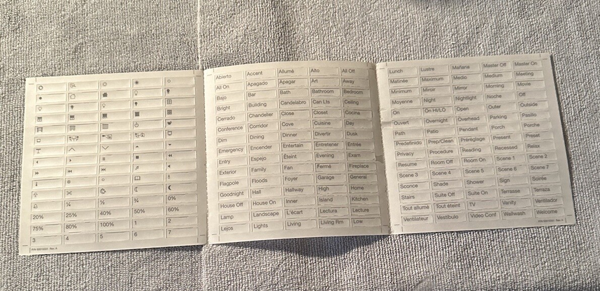Lutron Engraving Label Sheet Brand New