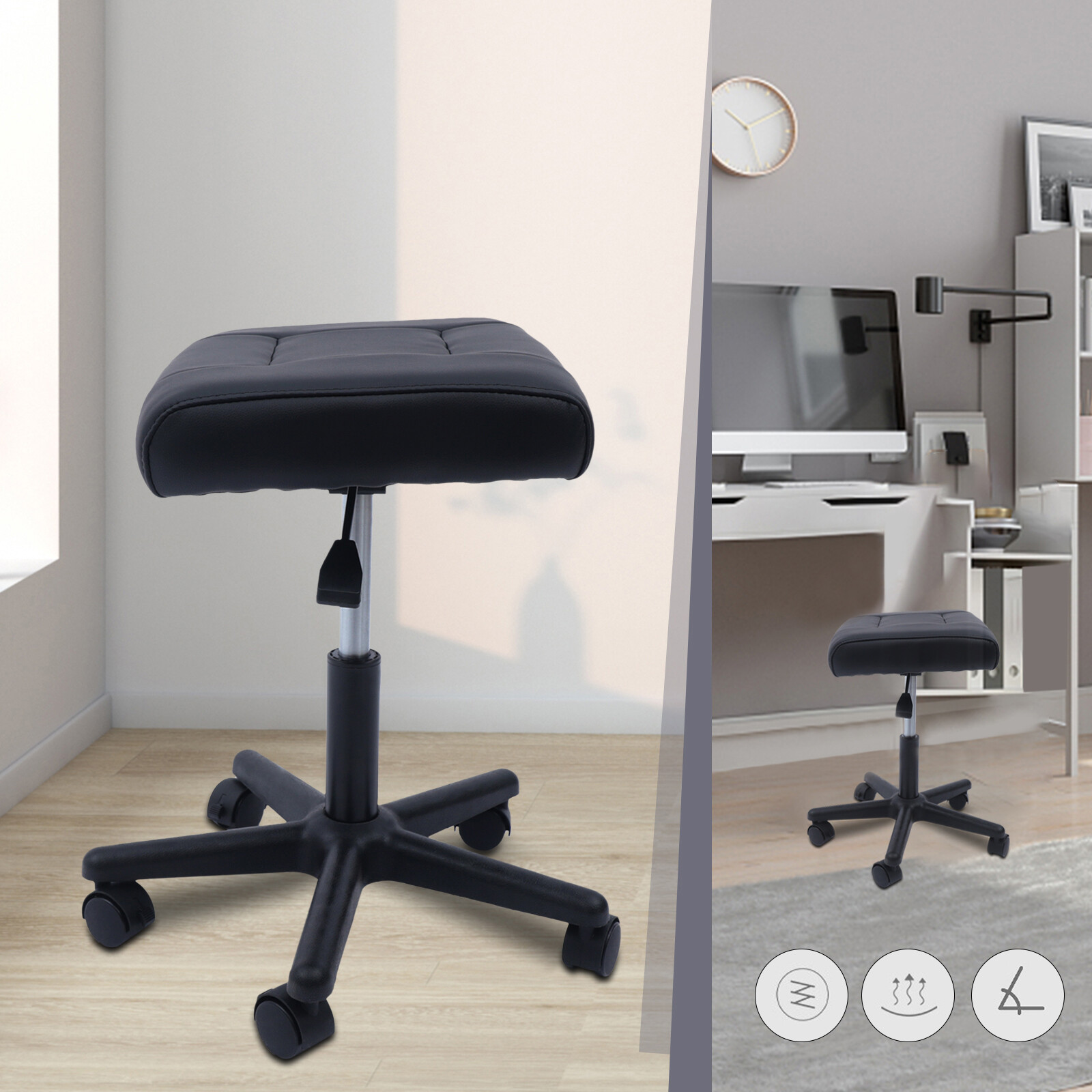 Footrest Footstool Ergonomic Adjustable Height Rolling Swivel Stool for Office