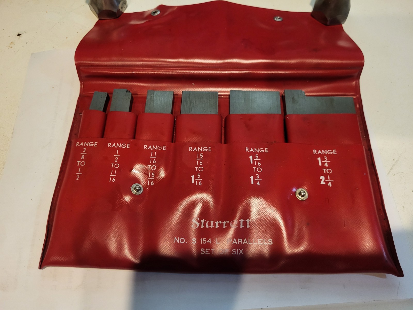 L.S. STARRETT No. S154L S 154 L 6pc ADJUSTABLE PARALLEL SET - VGC - USA