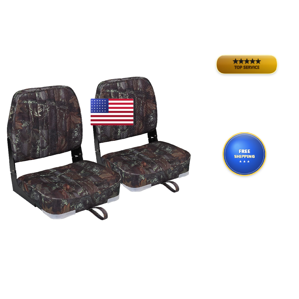 Leader Accessories A Pair Of Back Folding Boat Seat2 Seats B-Camo Bs201050