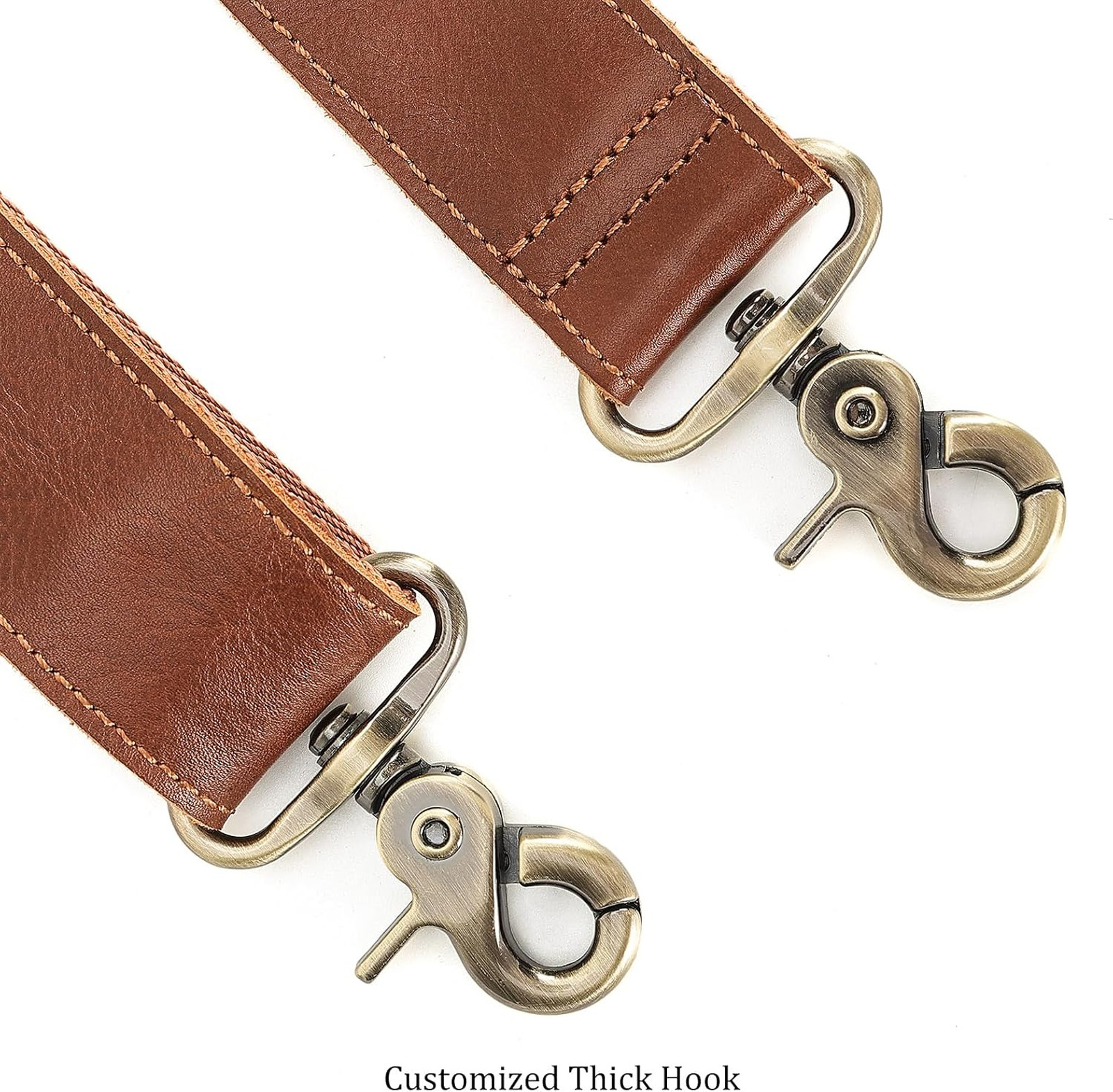Leather Shoulder Strap with Metal Hooks Adjustable Replacement Bag Strap for