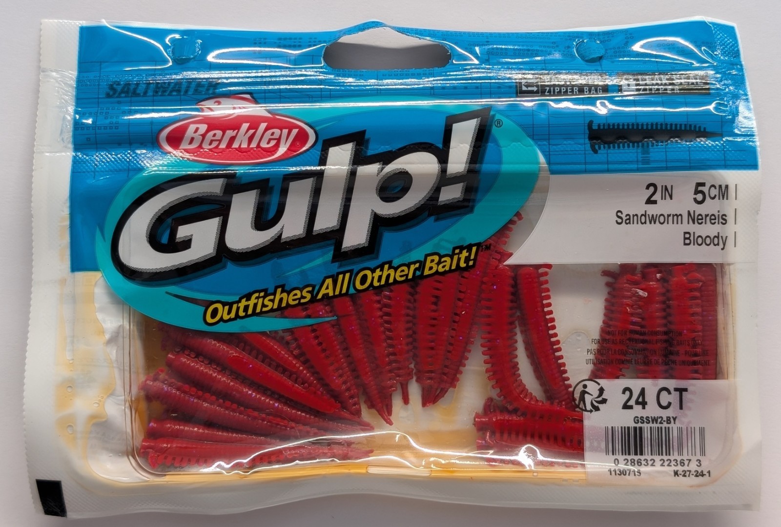 Berkley Gulp 2 Inch Sandworm Nereis Bloodworm Saltwater Fishing Bass
