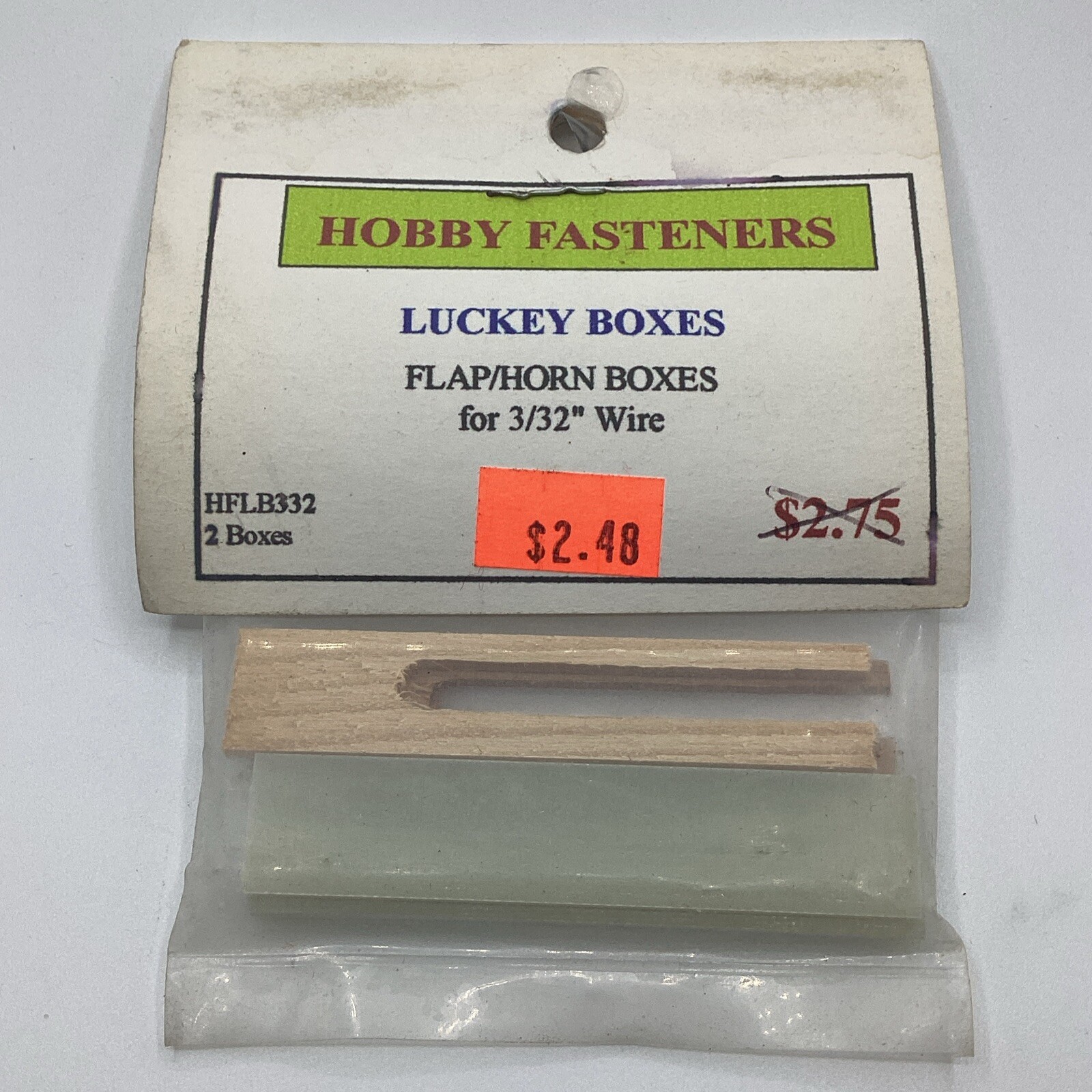 NOS Vintage Hobby Fasteners (2) Luckey Boxes Flap/Horn For 3/32” Wire HFLB332