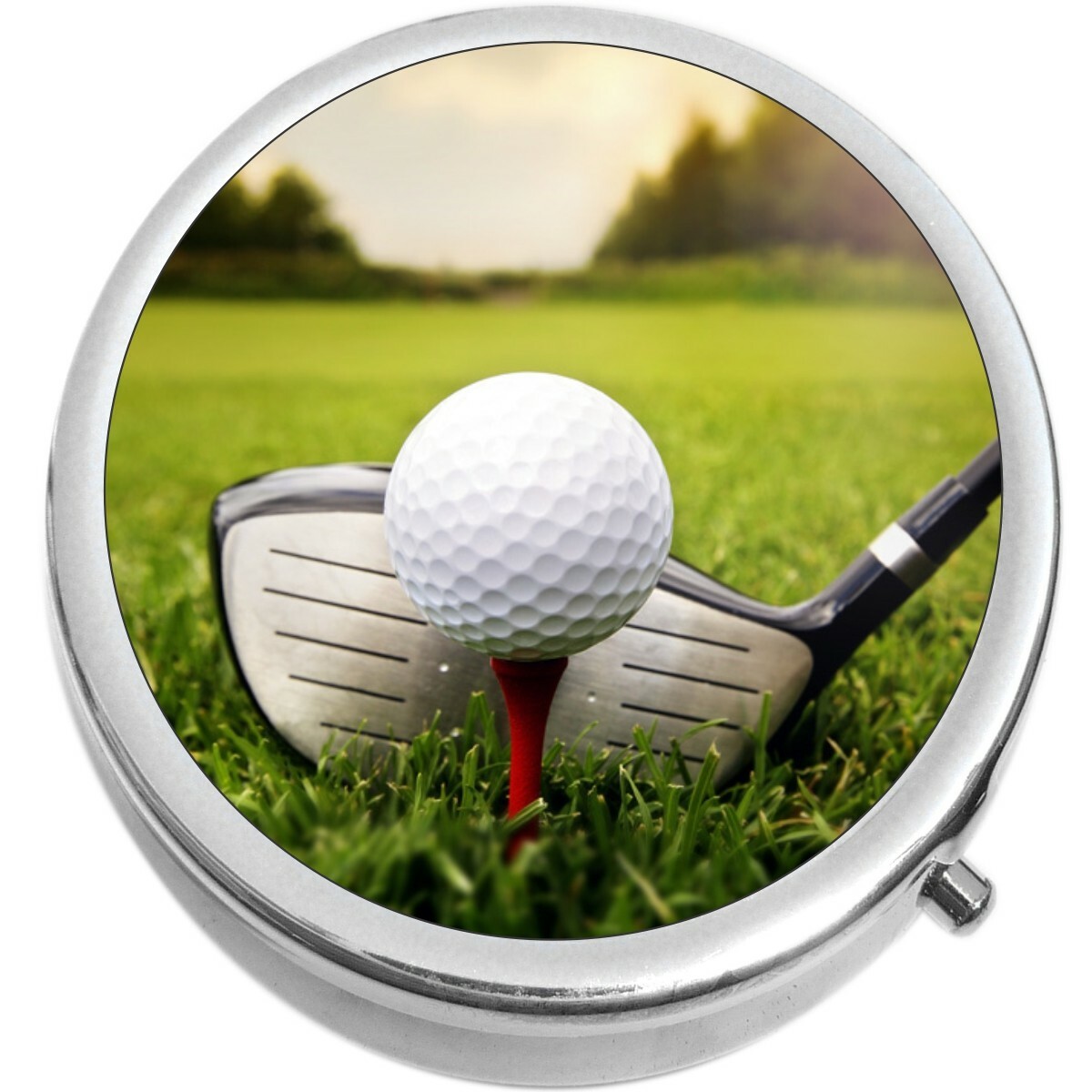Golf Driver and Ball  Medicine Vitamin Pill Box