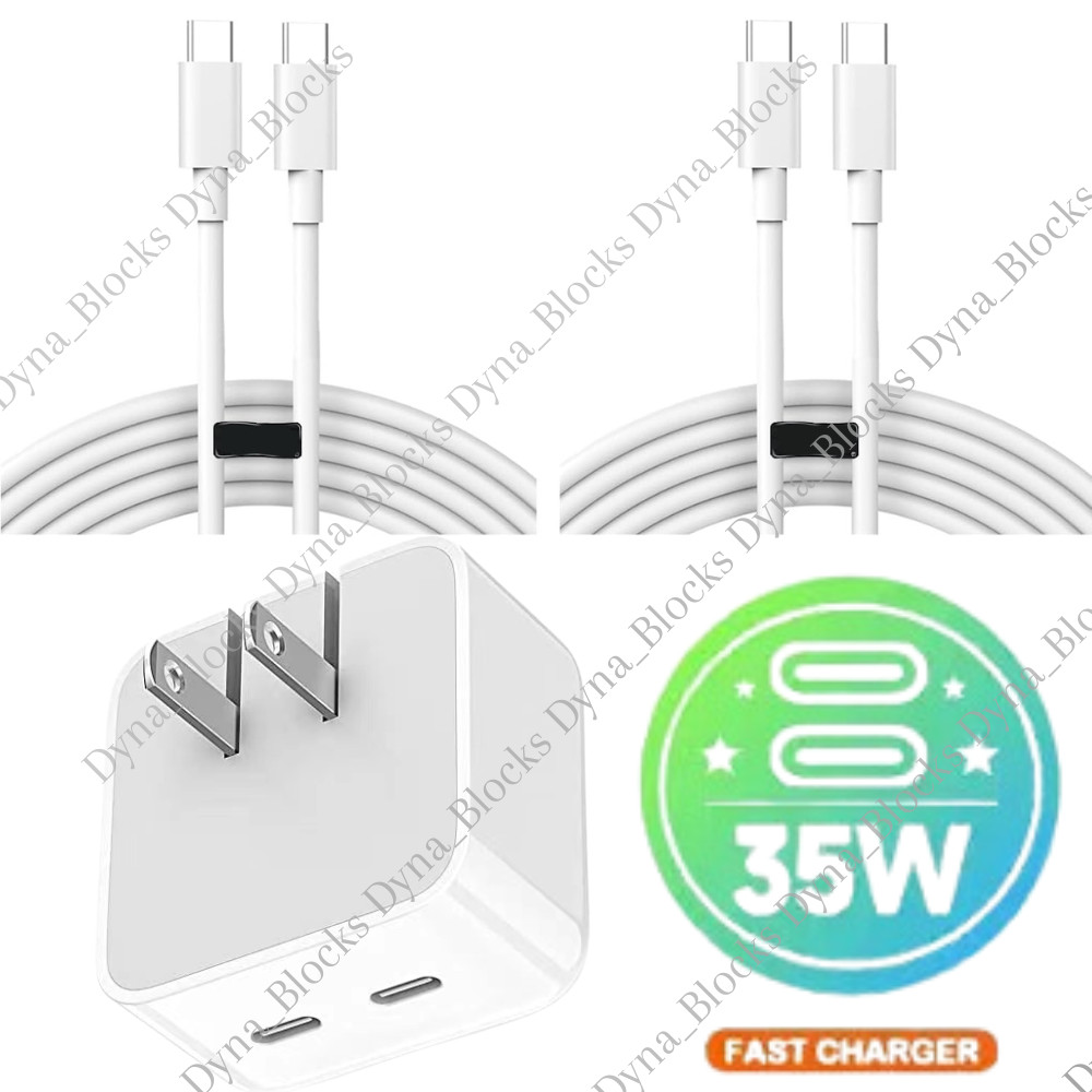 For iPhone 15 Pro Samsung Android 35W Dual USB-C Fast Charger PD Type-C Cable