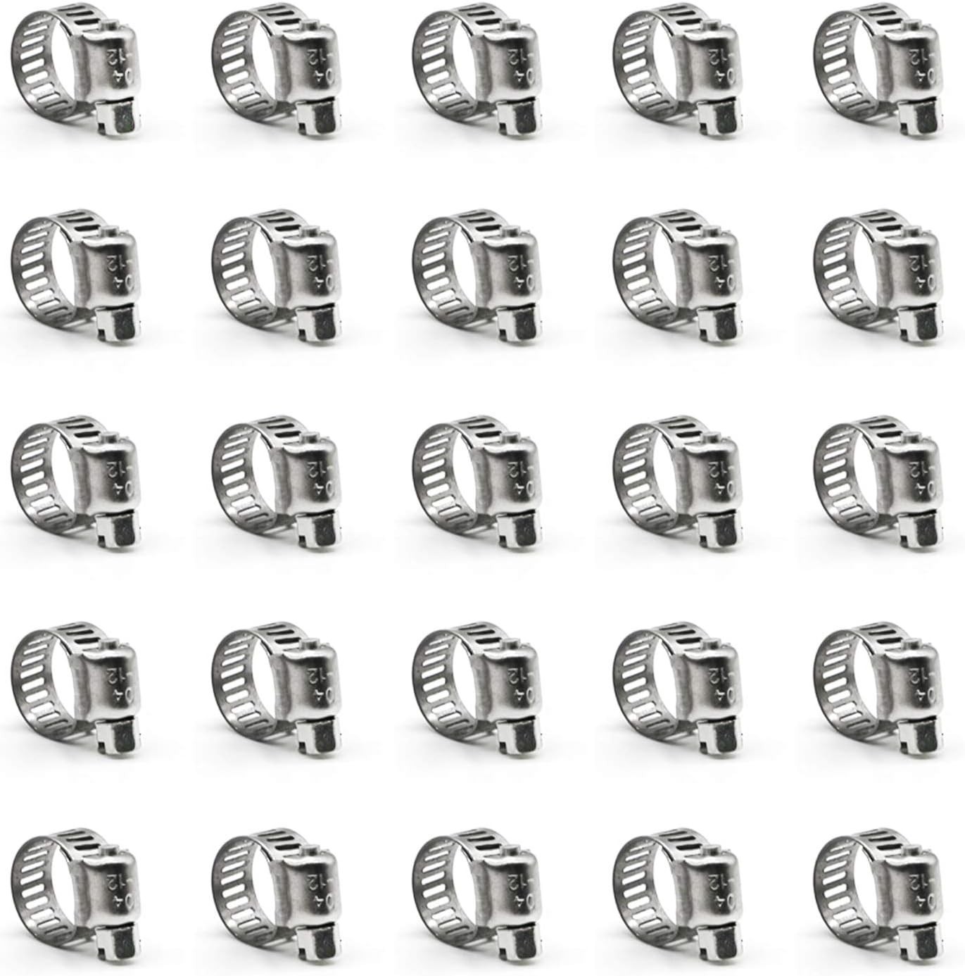 Hose Clamp, 25 Pack Stainless Steel Worm Gear fuel line hose clamps, 6-12mm (...