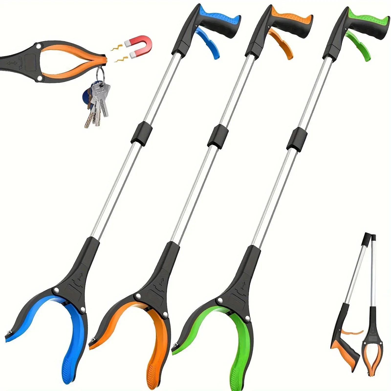 Foldable Gripper Extender Hand Tools Litter Picker Collapsible Garbage Grabber