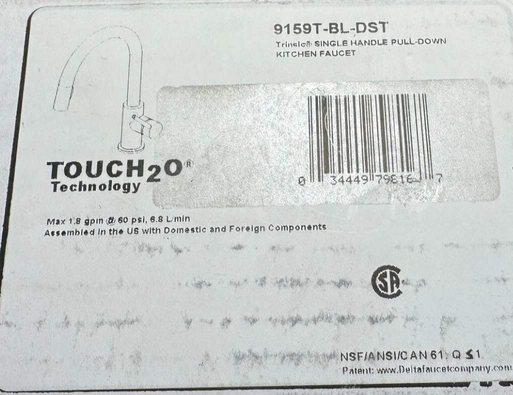 Delta Trinsic Pull-Down Kitchen Faucet with On/Off Touch Activation 9159T-BL-DST