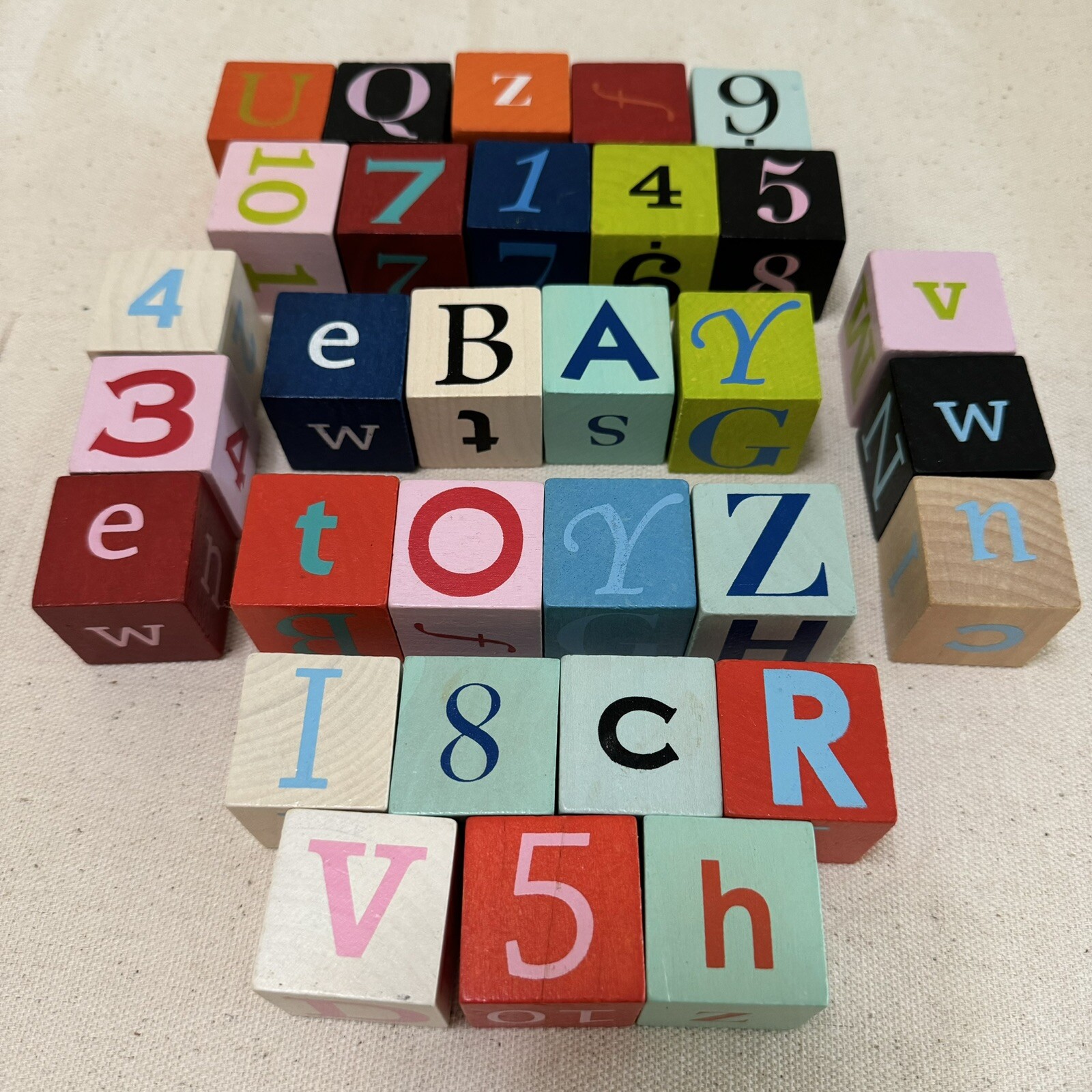 Children's Alphabet Letter Number Wood Blocks Toys French Designed Set Of 31