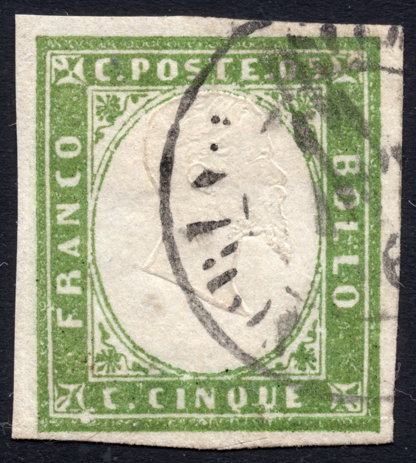 ITALIAN STATES SARDINIA VERDE OLIVA GRIGRASTRO  13Cb