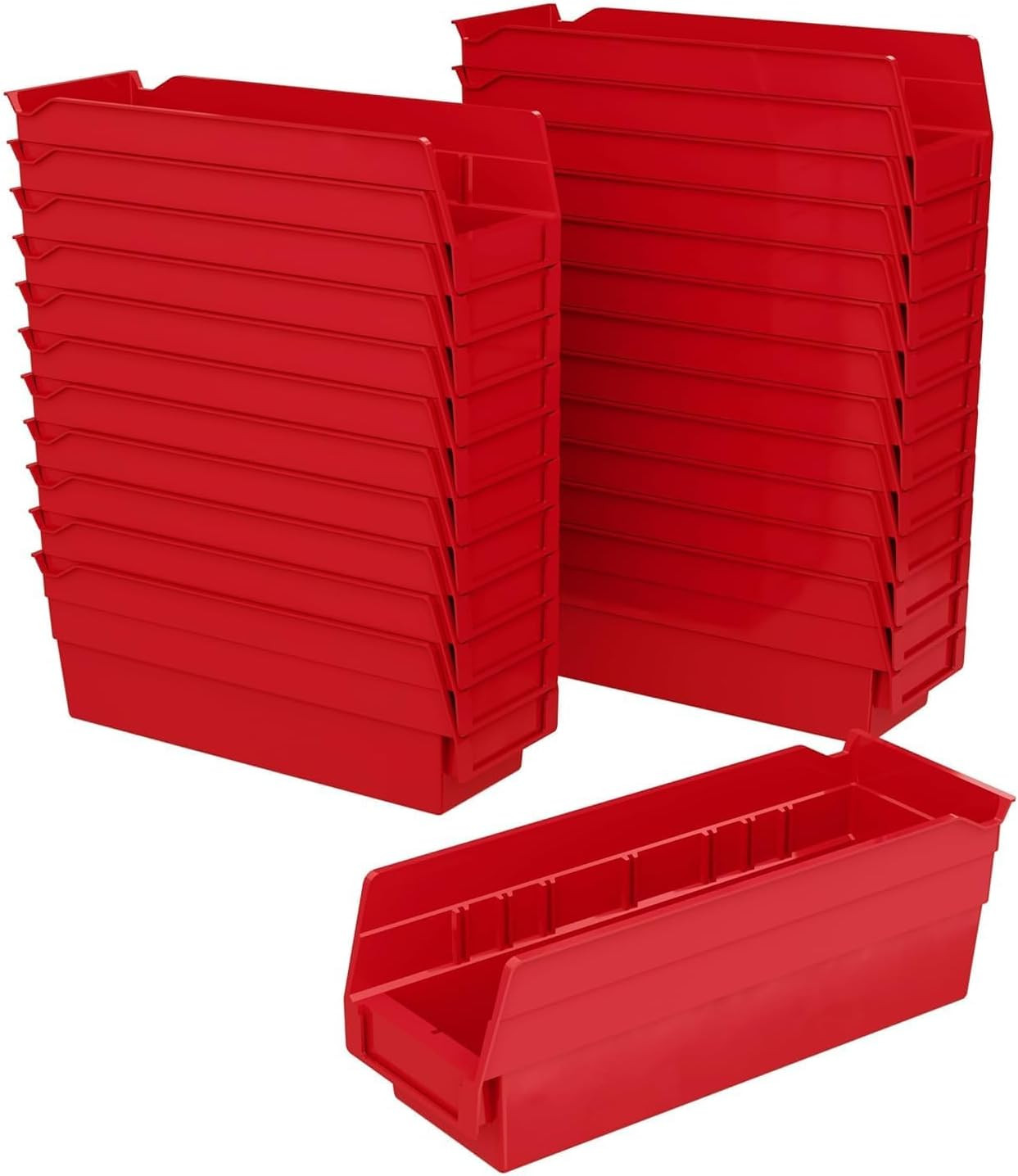 30120 Plastic Shelf Bins, Heavy Duty Storage Bins for Garage, Closet, and Drawer