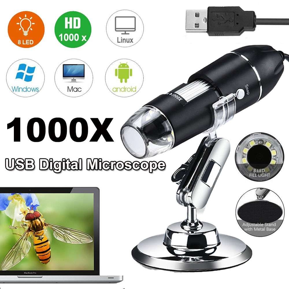 1000x Zoom 8 LED HD USB Microscope Digital Magnifier Endoscope Video Camera US