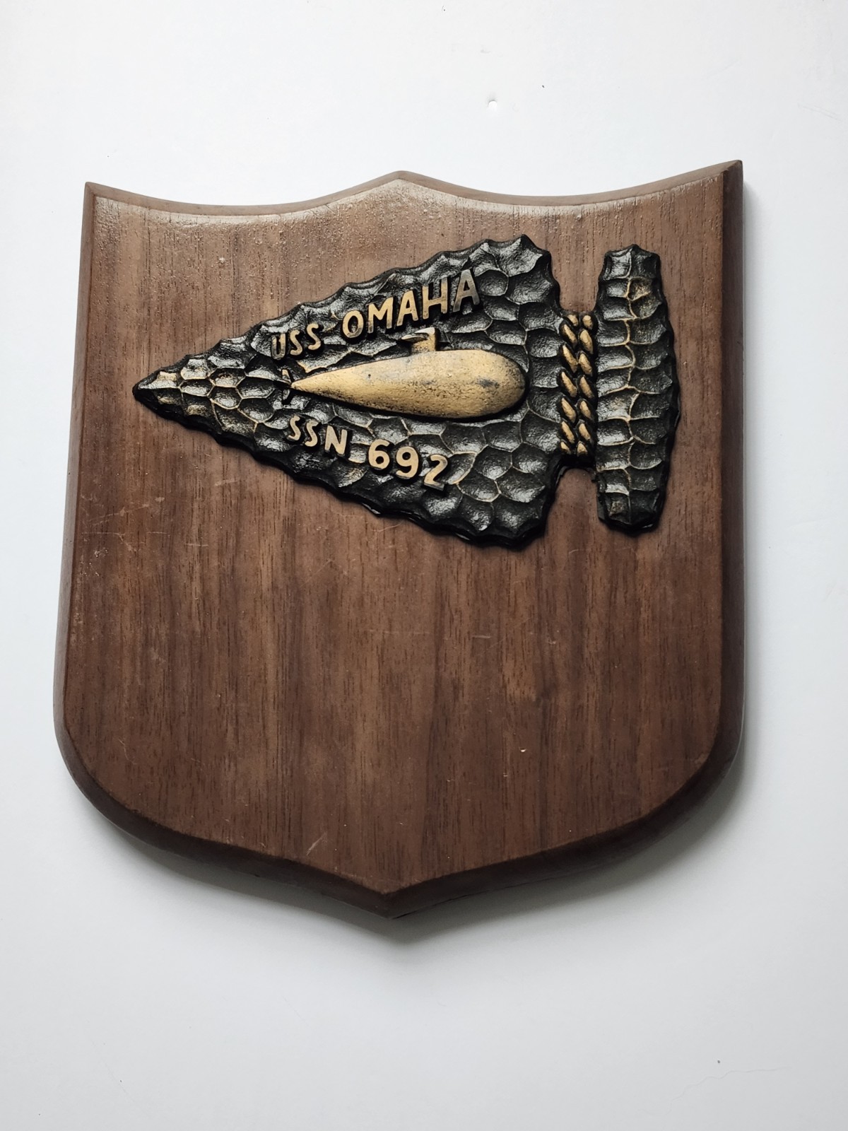Vintage USS Omaha Submarine SSN 692 Wooden Plaque US Navy - Naval History