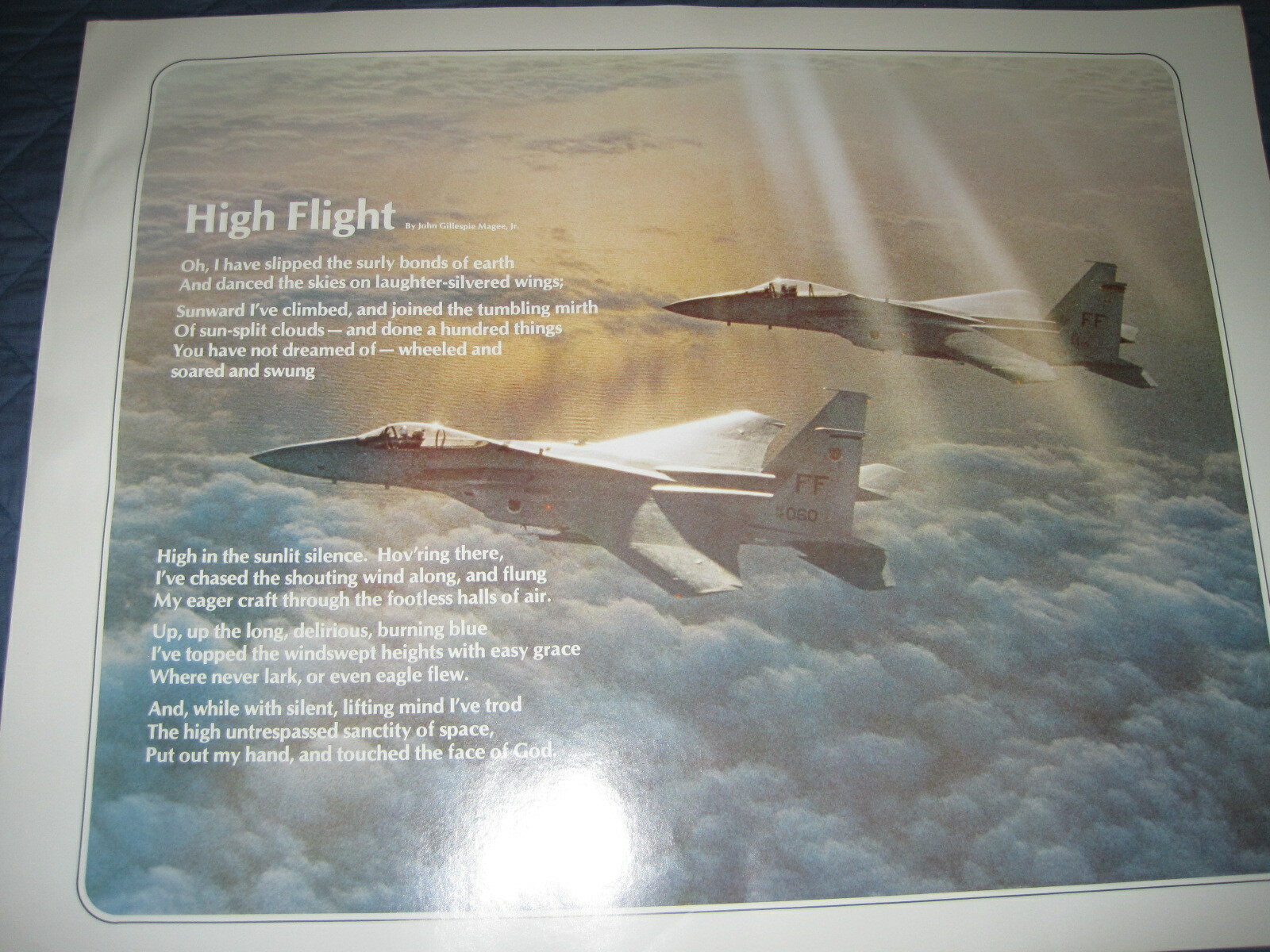 1979 Cold War US Air Force Official Photos "High Flight" Poster 22"X17"