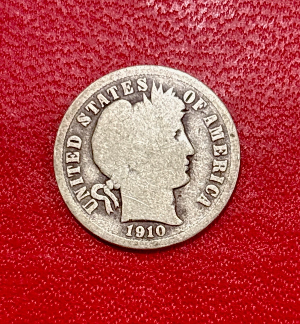 1910 Barber Silver Dime (G) Good Condition! ENN Coins