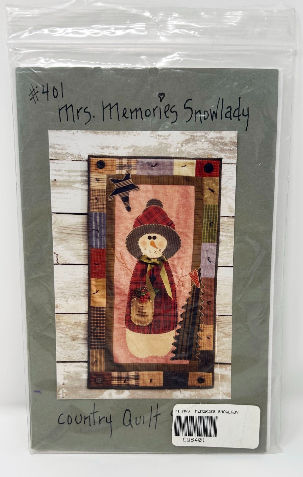 County Quilt Stitches Mrs. Memories Snowlady #401 1998 Wall Hanging Pattern