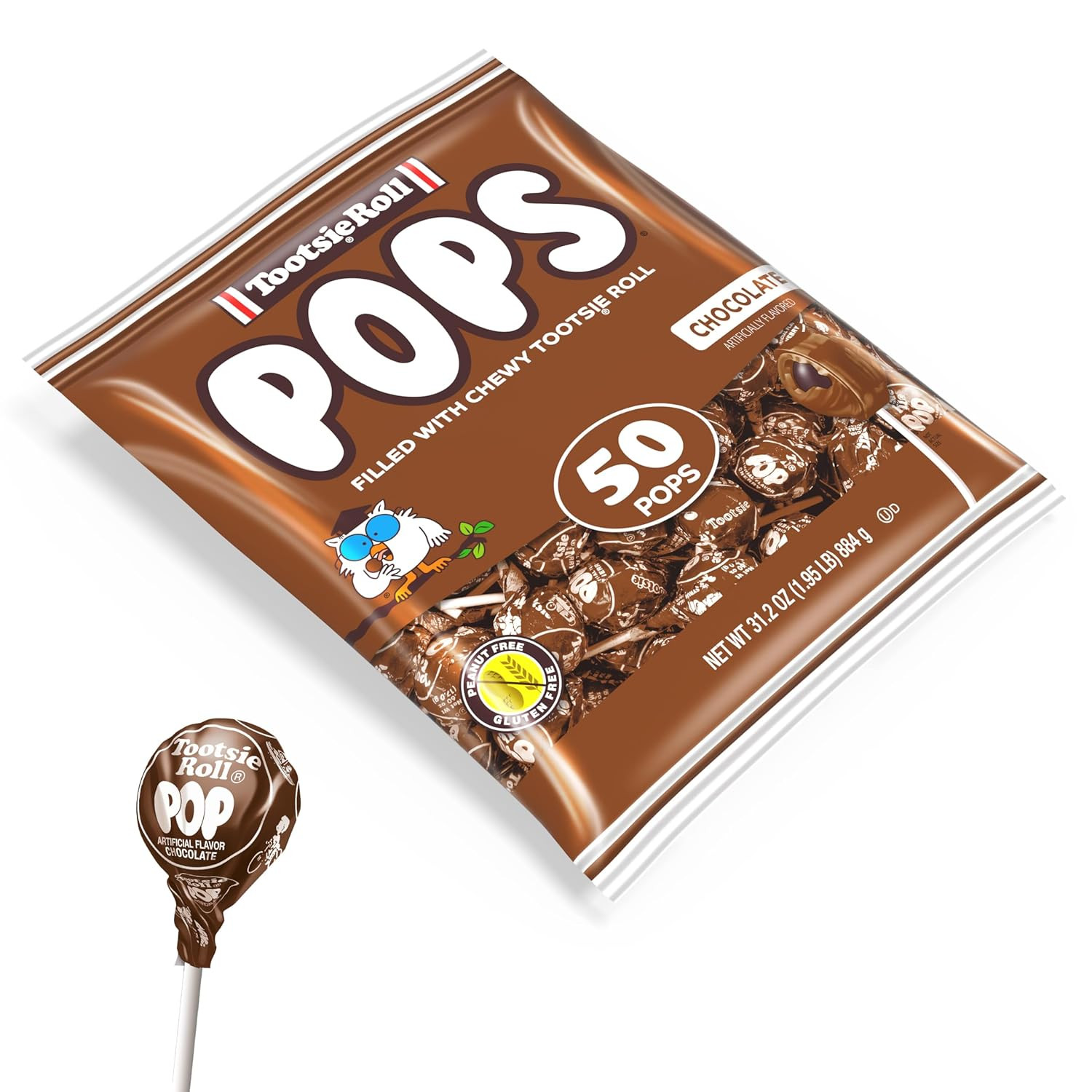 Tootsie Pops Single Flavor Bag - Chocolate Flavored Lollipops with Chocolatey Ce