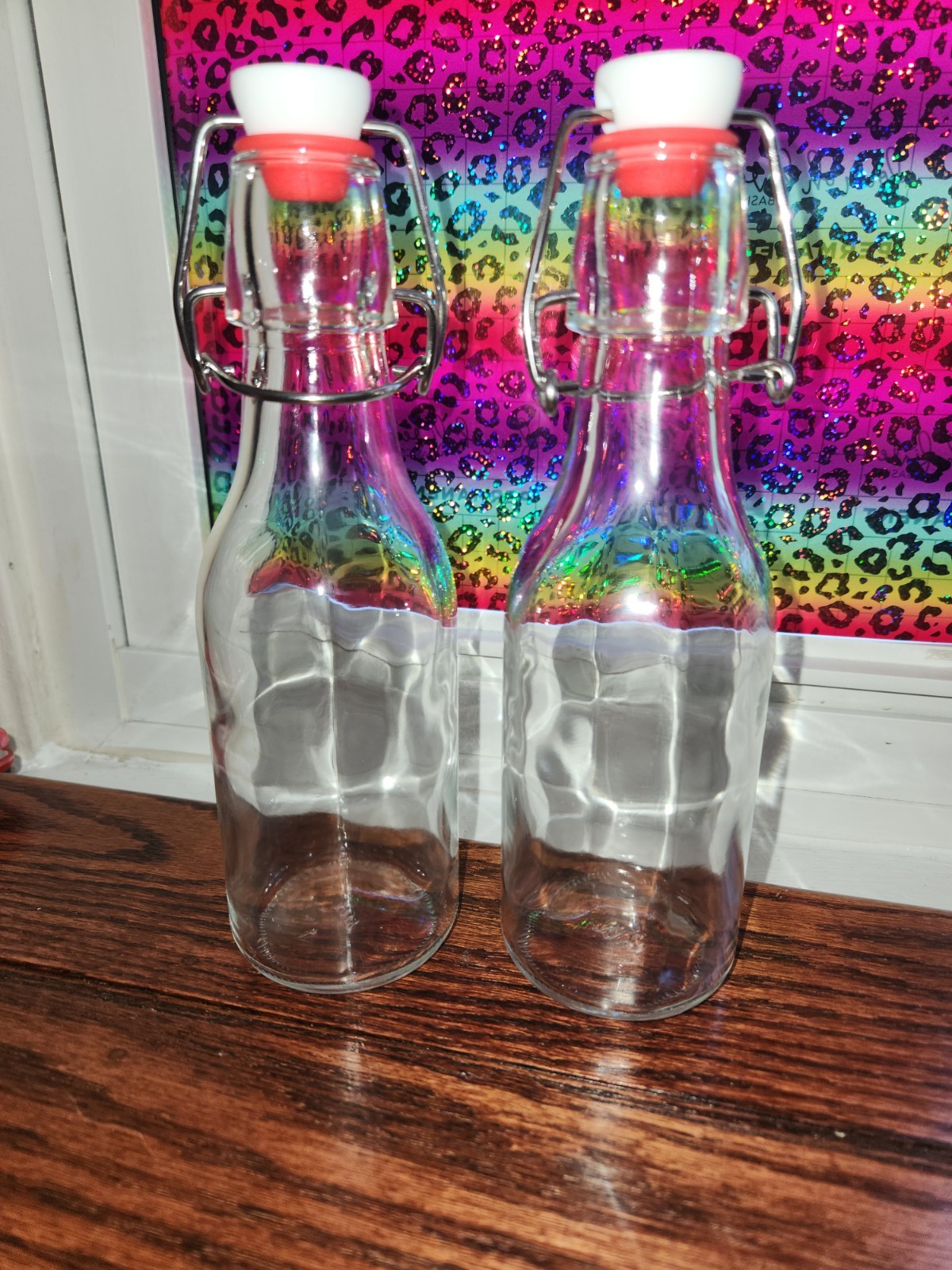 Set Of 2  Swing Top Glass Bottles with Airtight Cap Lids for Brewing Yeboda