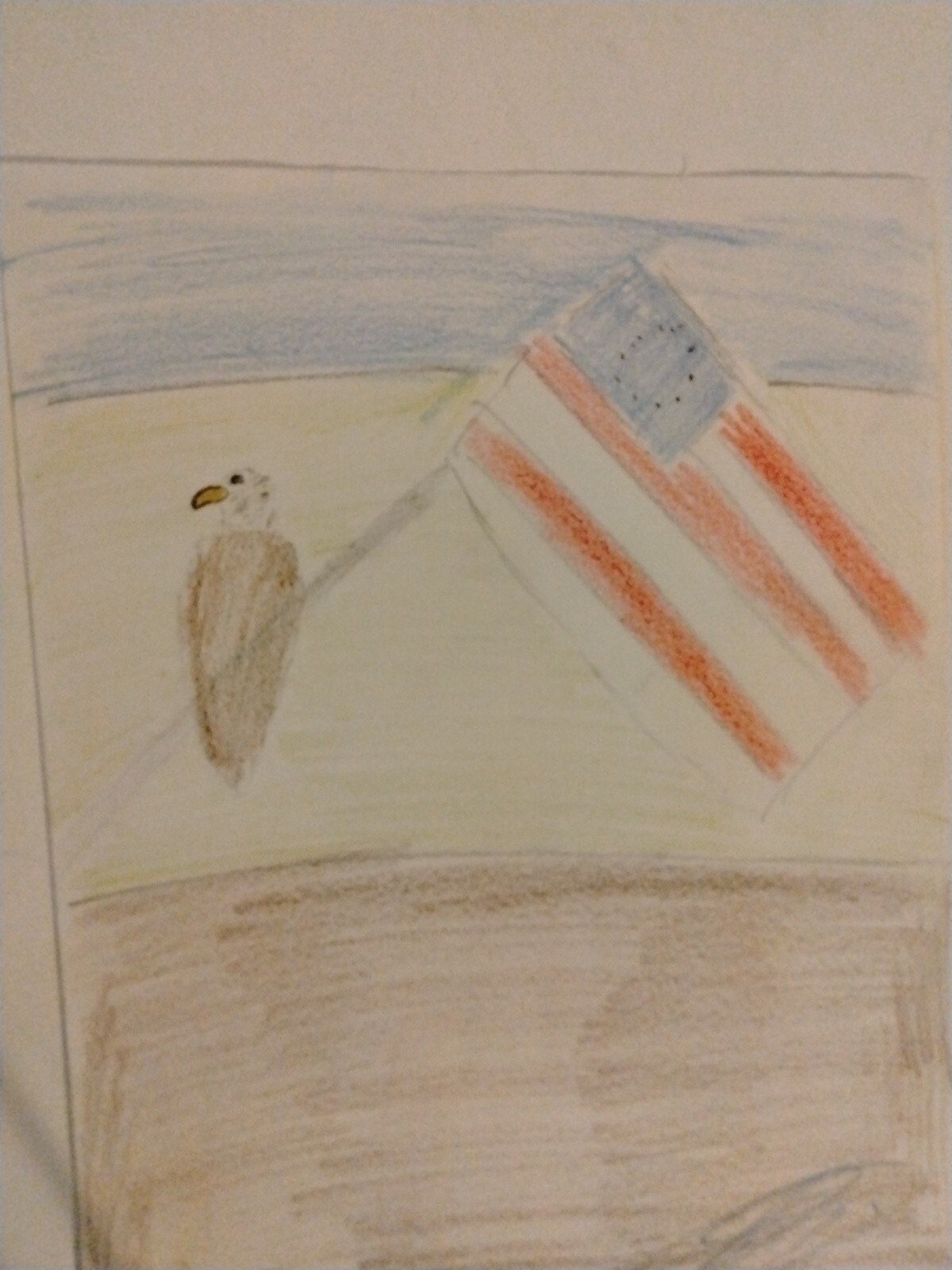 Drawing Eagle Carrying The US Revolutionary War Flag By Joseph Evaldi Made 2019