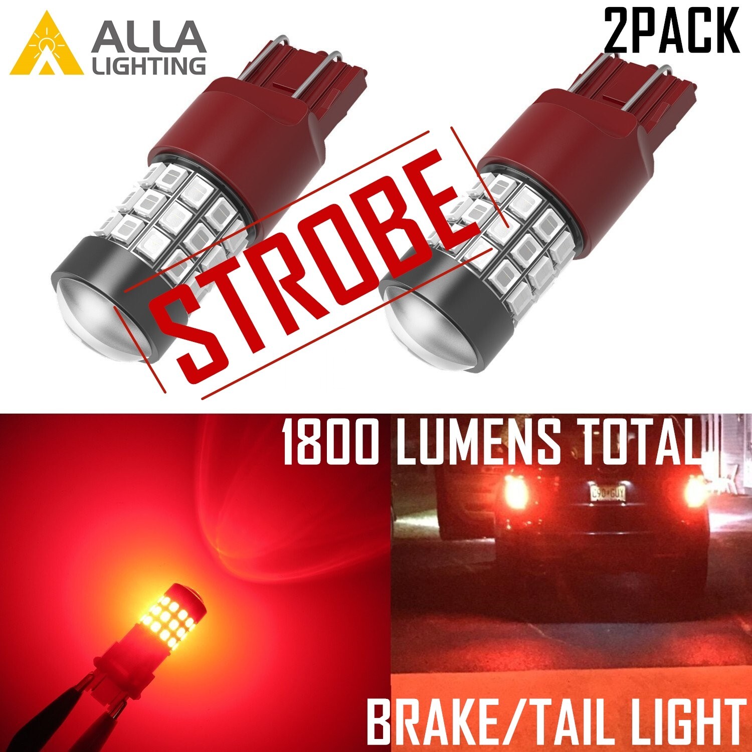 Alla LED 7443 Strobe Blinking Flashing Brake Light Bulbs Safety Warning Honda