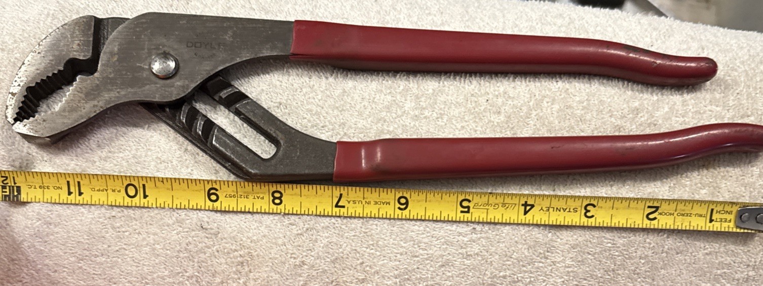 12” Genuine Doyle Quality , v Groove Joint Pliers, Red Handle tool