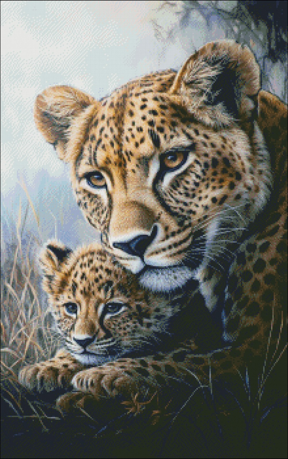 Mother and Cub 3 - Chart Counted Cross Stitch Patterns Needlework DIY DMC Color