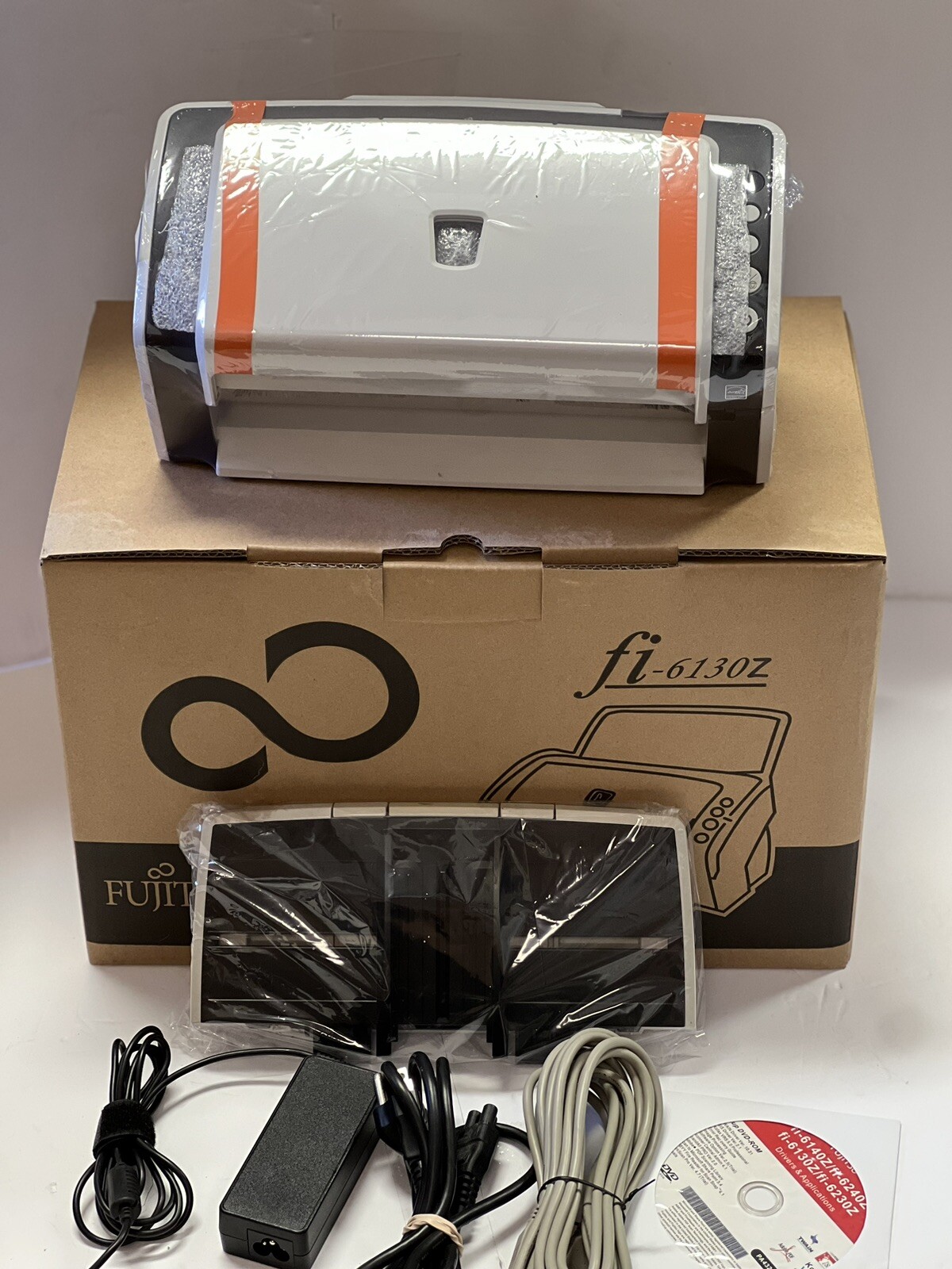 Fujitsu FI-6130Z Scanner COMPLETE SET (AC AdapterUSB Cable Setup Drivers