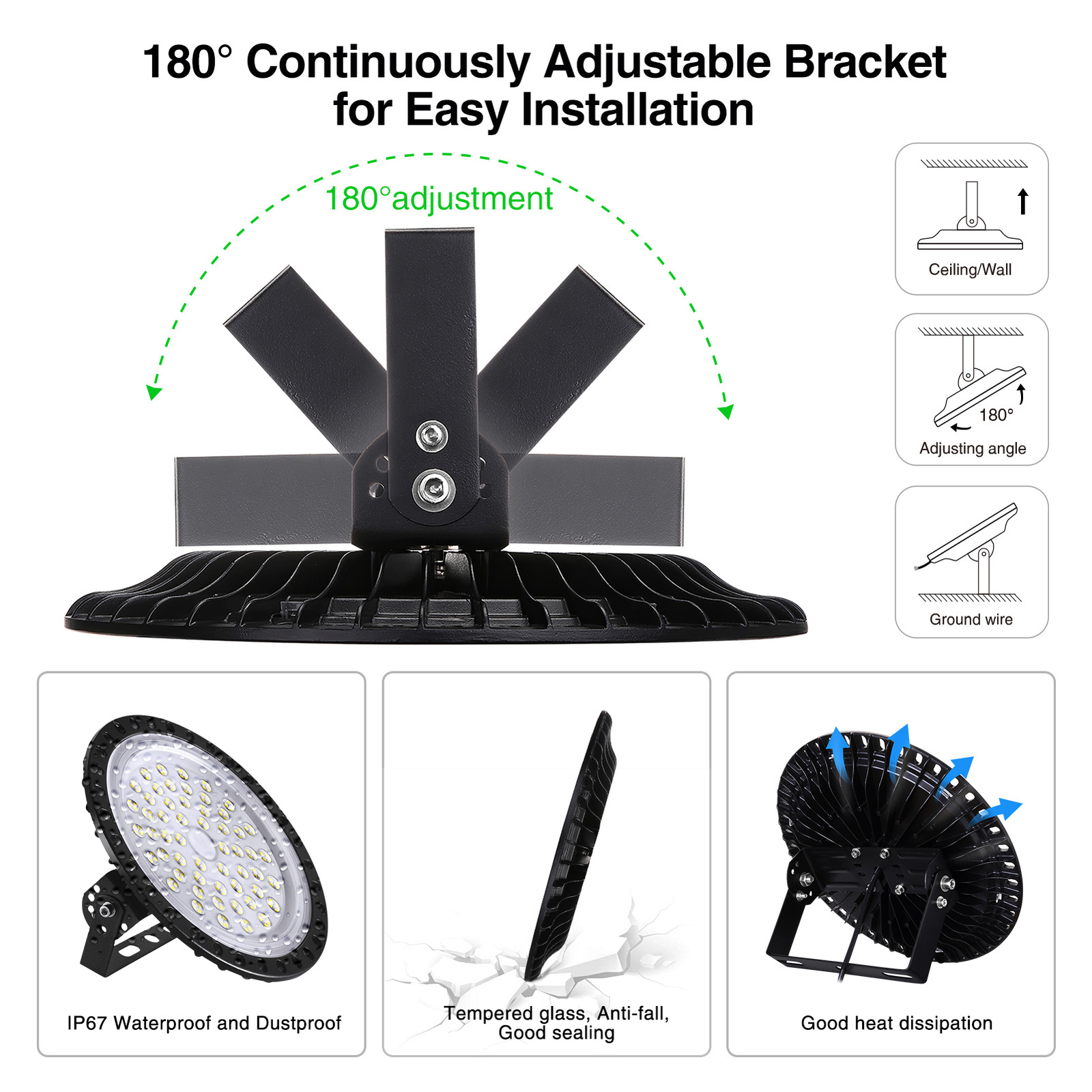 1 Pack 200W UFO LED High Bay Lights Daylight Garage Shop Area Light Lighting