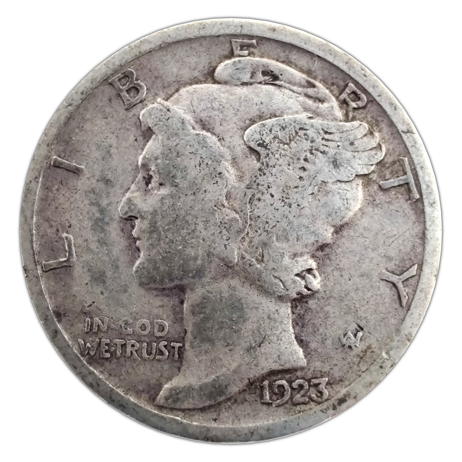 1923-P Mercury Dime G Good 90% Silver