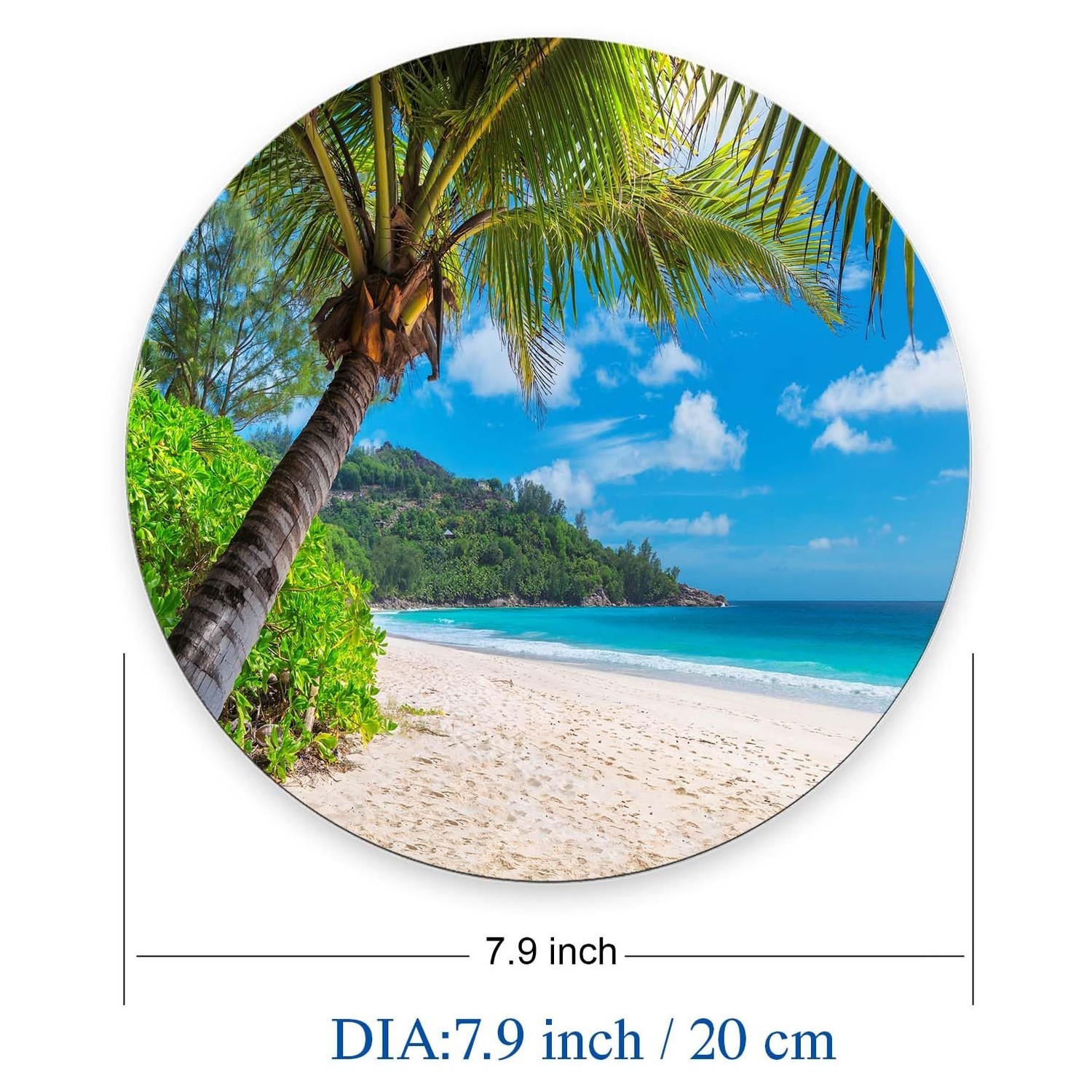 Mouse Pad, Beach Tree Mouse Pad, Mouse Mat Round Mouse Pad Non-Slip Rubber Ba...
