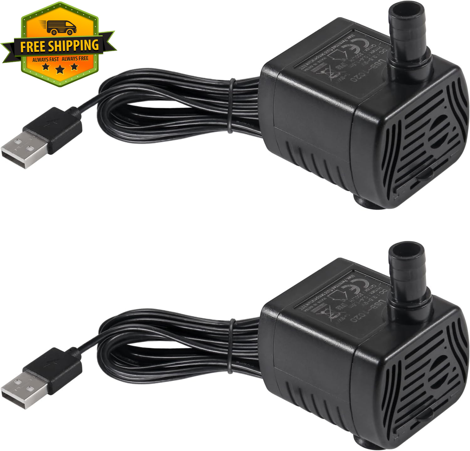 2Pcs USB Mini Submersible Water Pump 3W DC3.5-9V Aquarium Fountain Pump