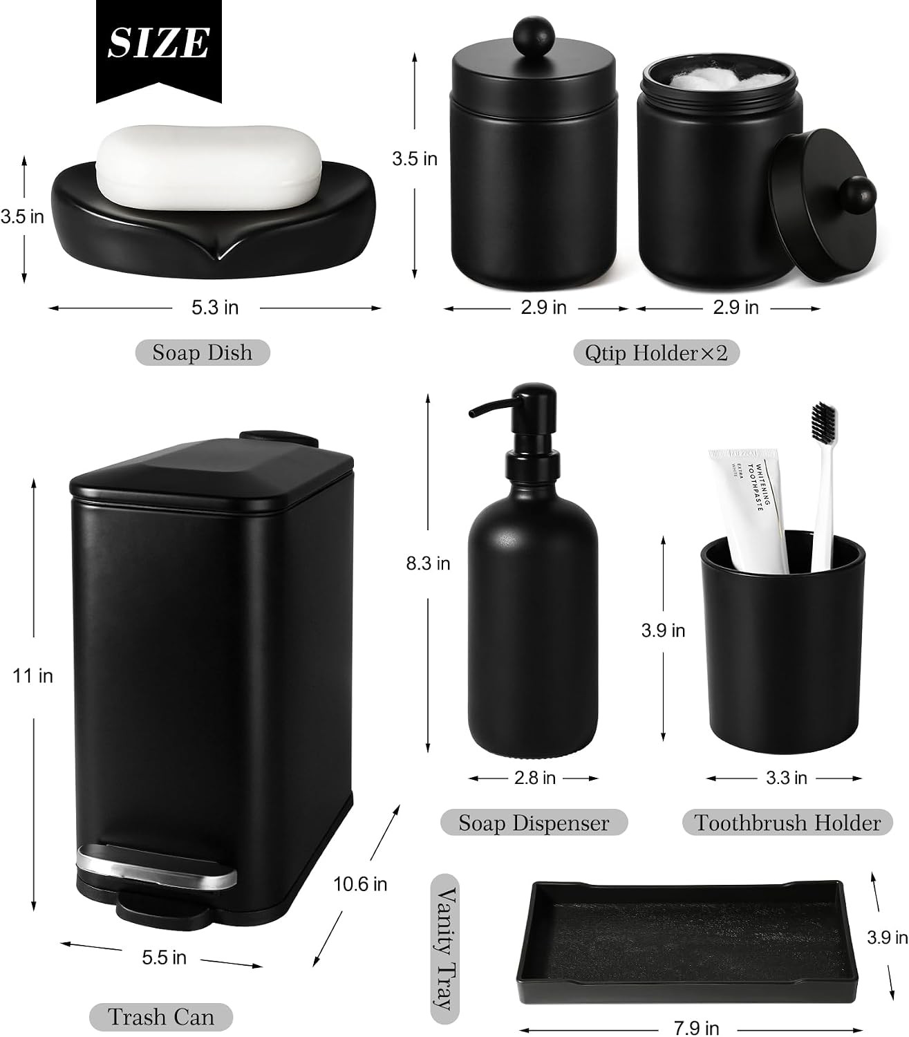 Bathroom Accessory Set Soap Dispenser Toothbrush Holder Storage Tray