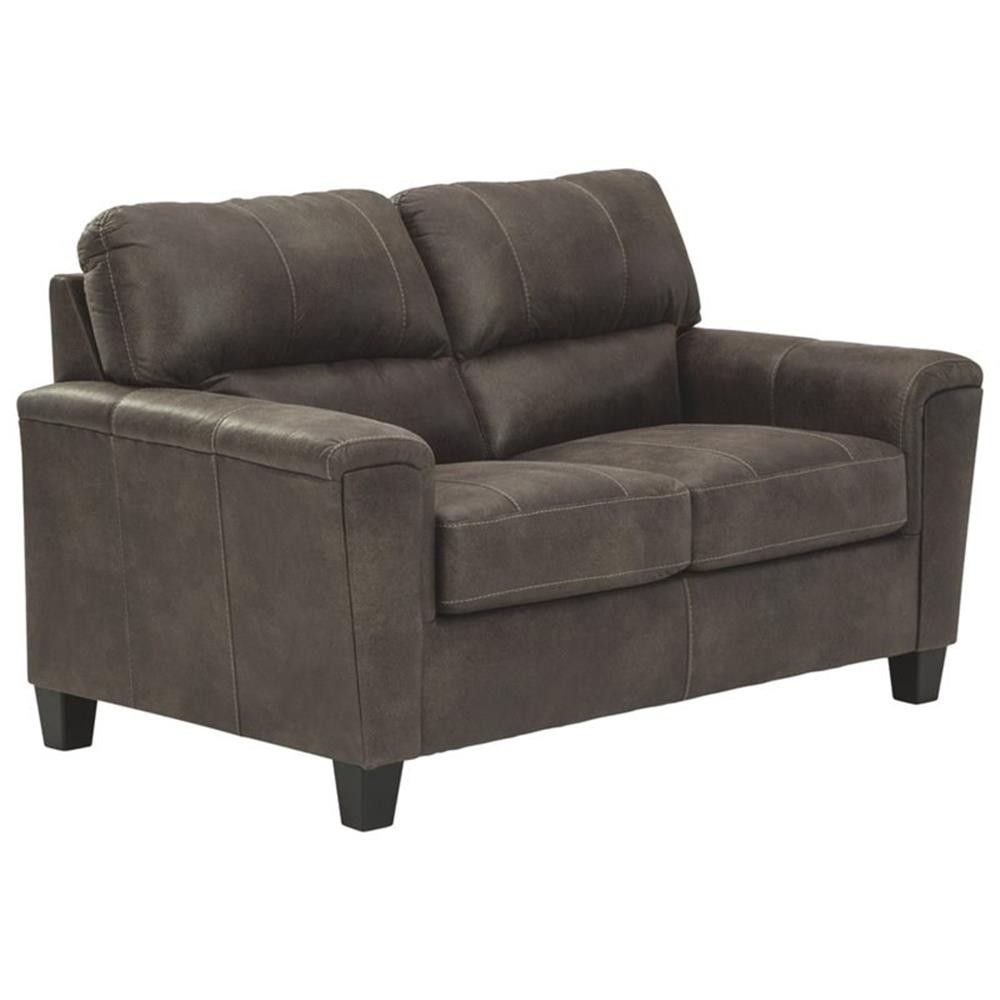 Bowery Hill Contemporary 39"H x 61"W x 38"D Fabric Loveseat in Smoke