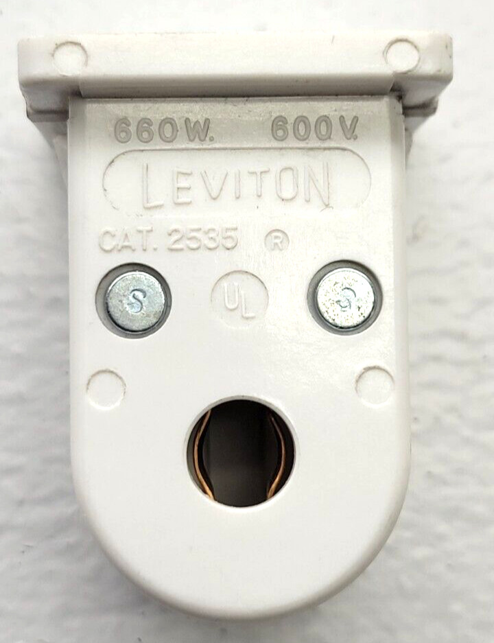 2 Leviton 2535 FLUORESCENT LAMPHOLDER Socket T8 T12 Stationary End NEW