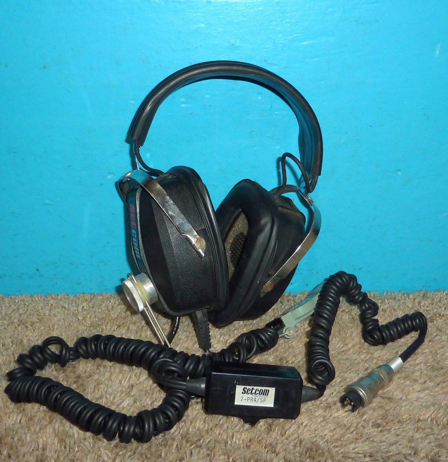 Setcom 7-PR4/SP Aviation Headset w/ Electro Voice M-87/AIC Mic Good Condition