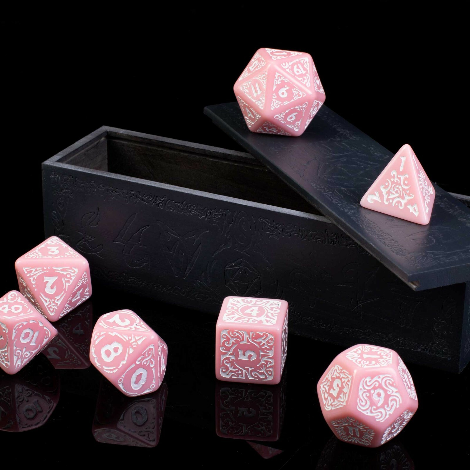 Titan Dice Calliope: Cherry Blossom with White Polyhedral Set with Box RPG