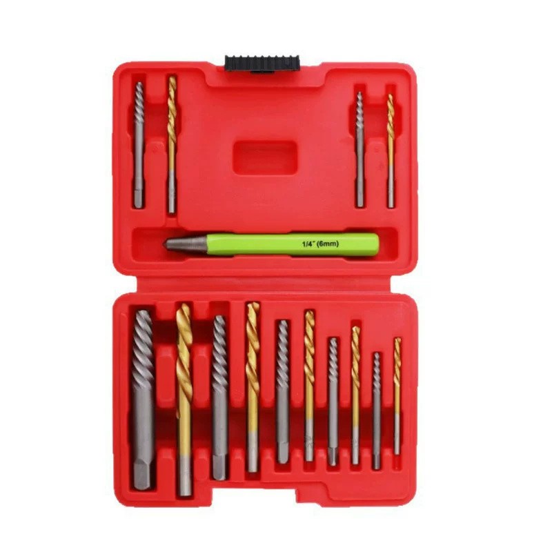 15x Screws Bolt Extractor Set W/ Reverse Drill Bit Ez Out Stripped Screw Nut Set