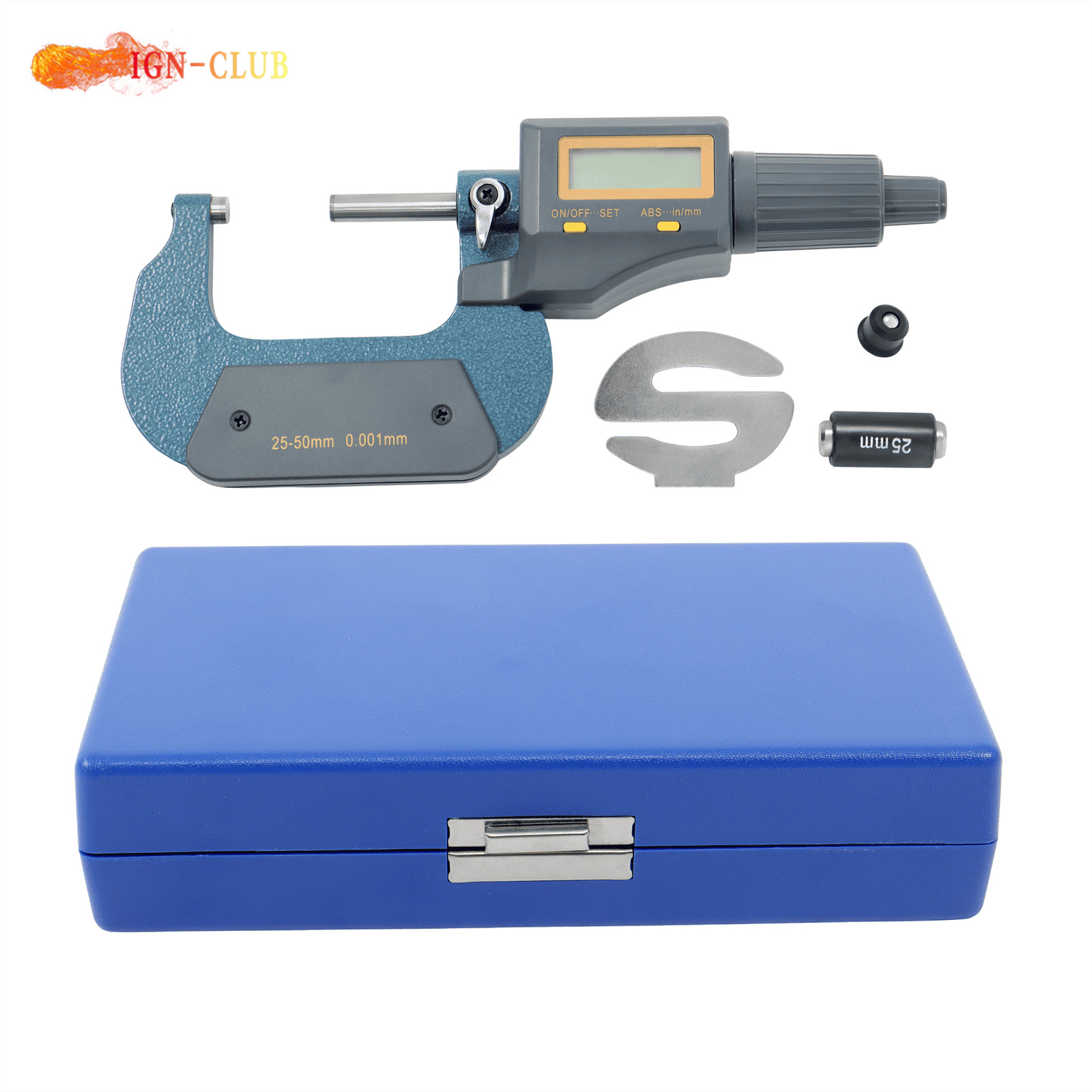 Carbide Tip 0.00005 Inch Digital Electronic Outside Micrometer 1-2"/25-50mm