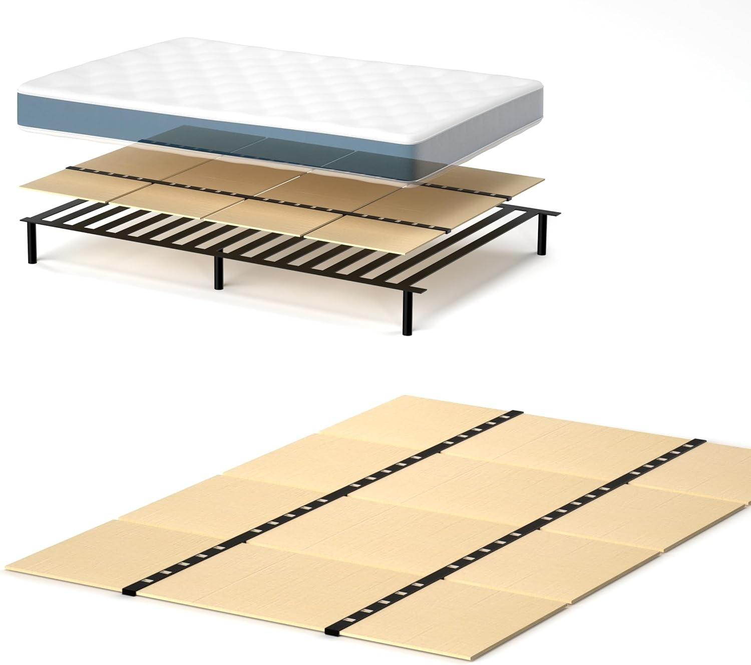 Folding Box Spring, Bed Plate,Queen Board Under Twin- (60x30"), Log