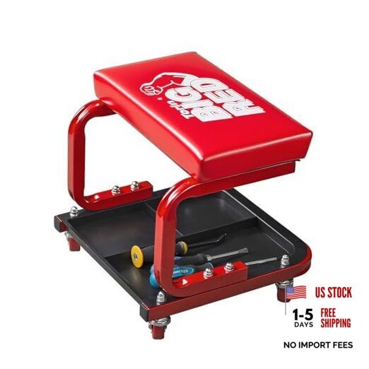250lb Red Rolling Automotive Creeper Garage/Shop Seat: Padded Mechanic 6300