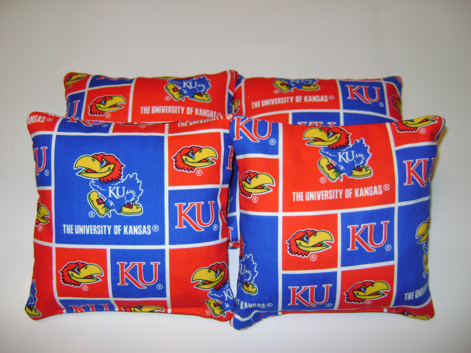 4 CORNHOLE BEAN BAG CORN HOLE BAGGO KANSAS JAYHAWKS KU