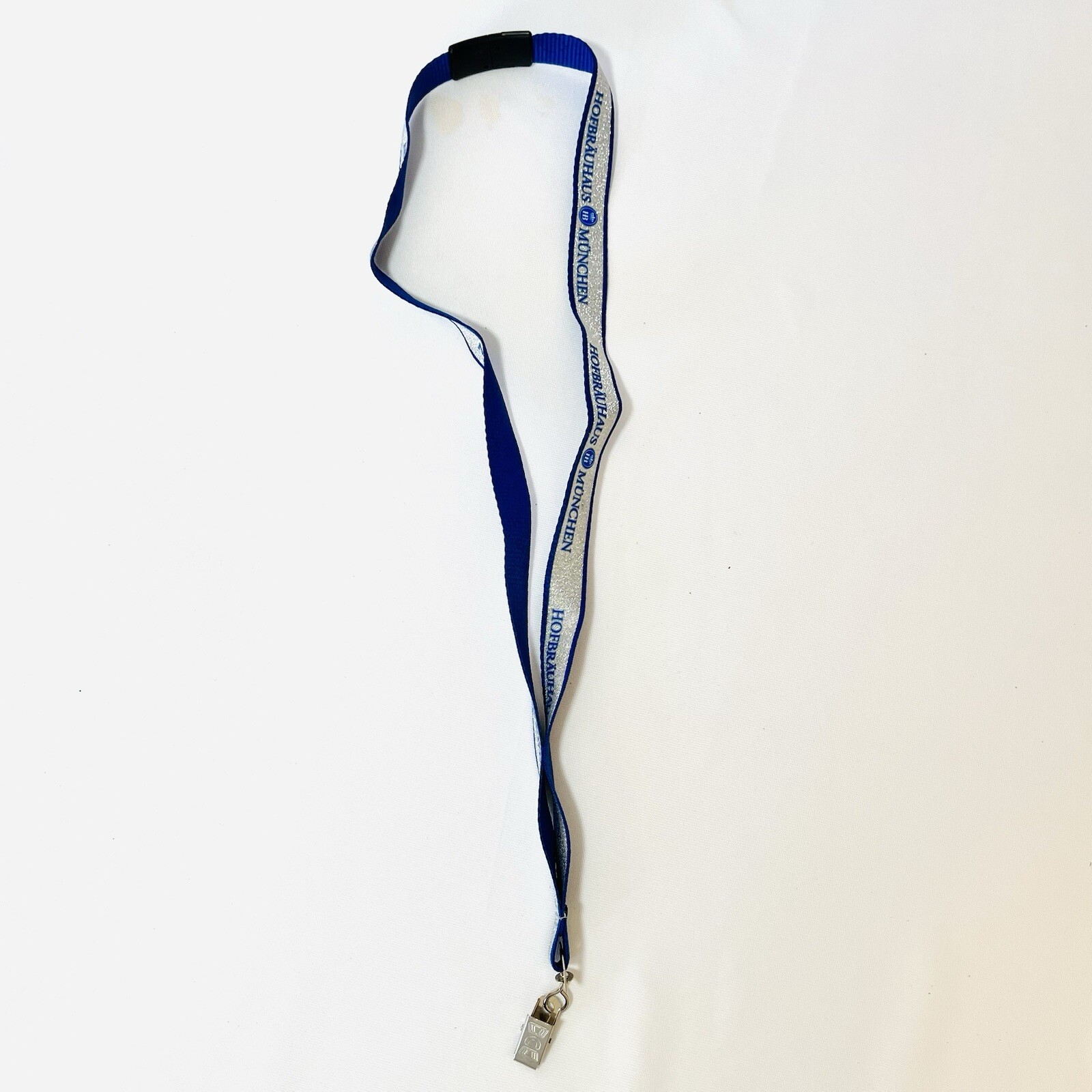 NEW Hofbrau Hofbrauhaus Brewery Silver Glitter Blue with Clips Lanyard Germany