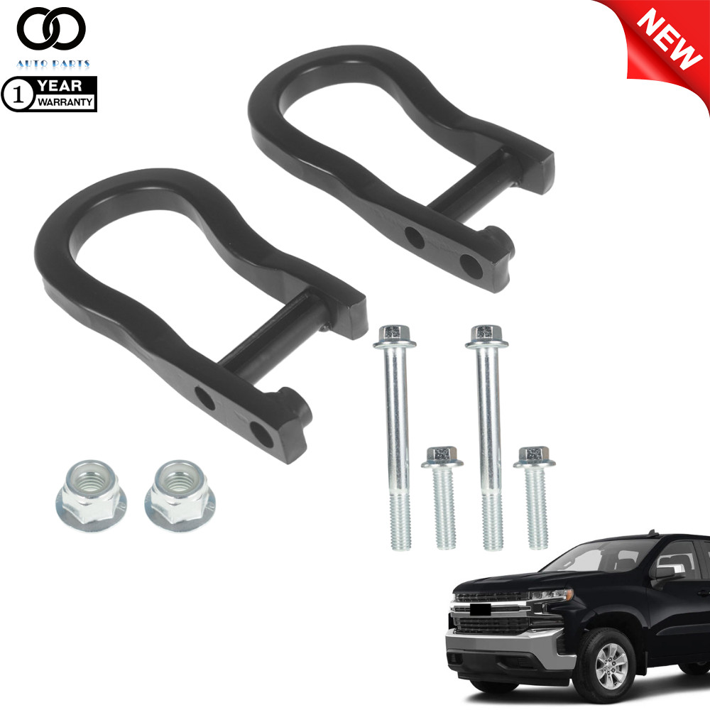 Pair Black Tow Hooks With Hardware For Chevrolet Silverado Sierra 1500 2007-2019