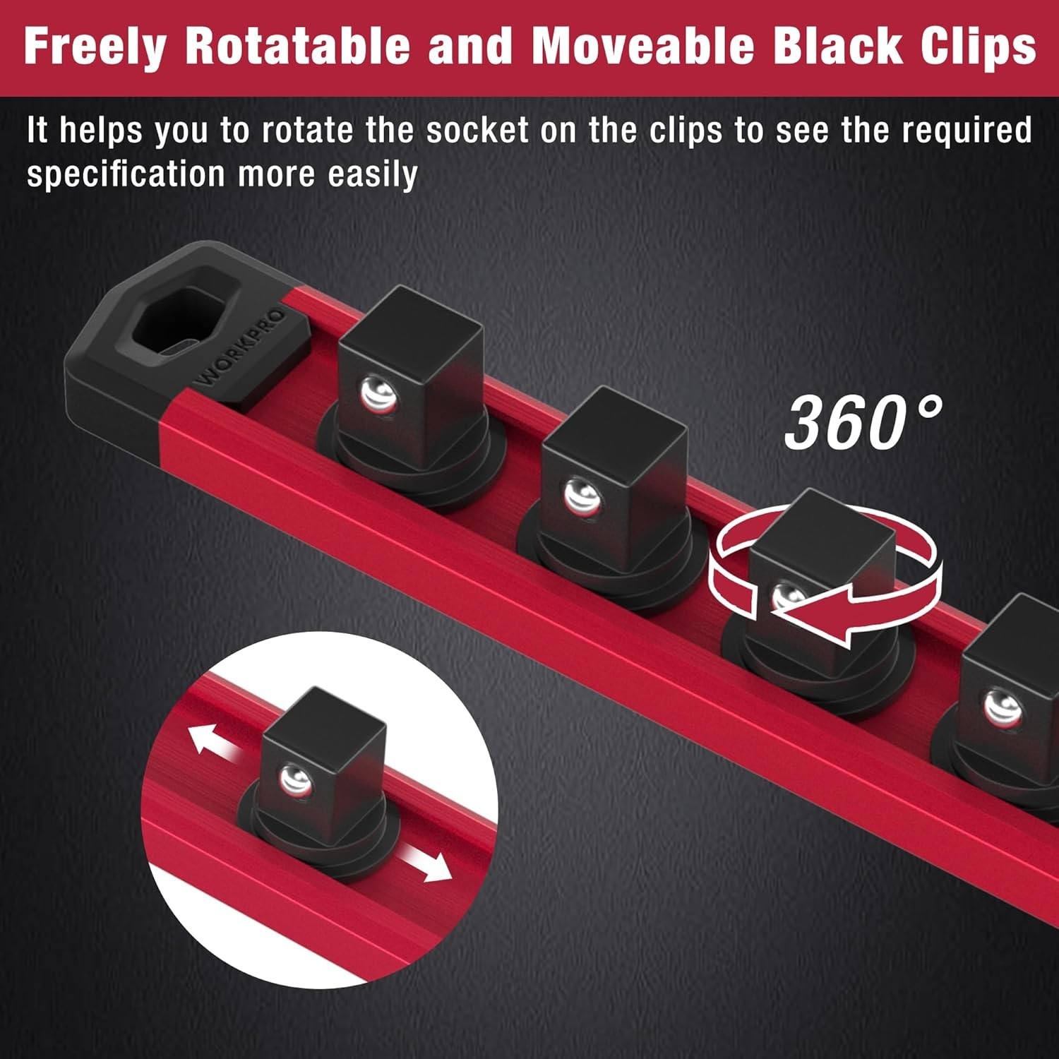 Aluminum Magnetic Socket Rail Kit with Clips - Efficient Storage Solution