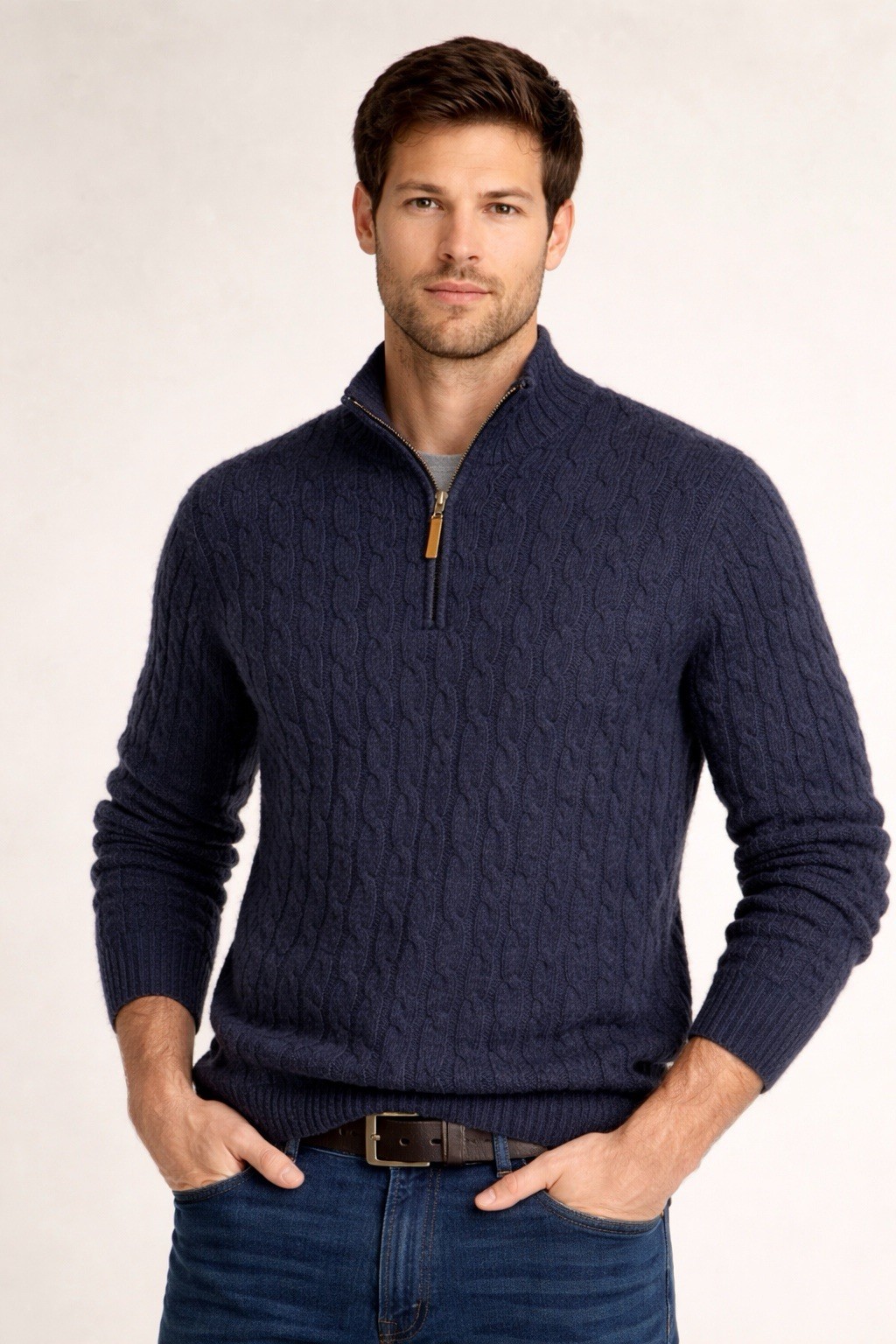 Polo Ralph Lauren Mens Blue Cable Knit 1/4 Zip Cashmere Sweater XXL Heritage